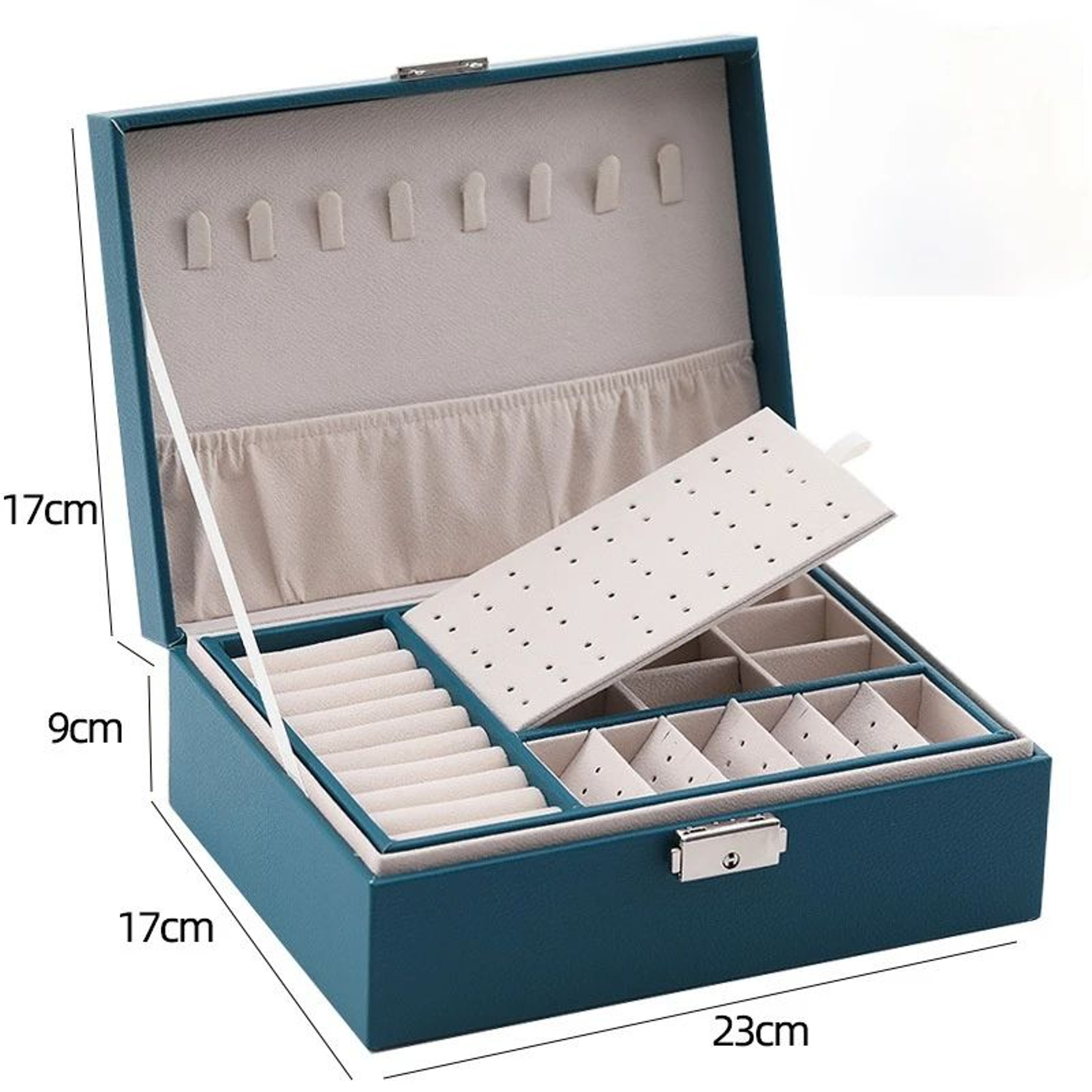 Double Layer Wooden Jewelry Box 16