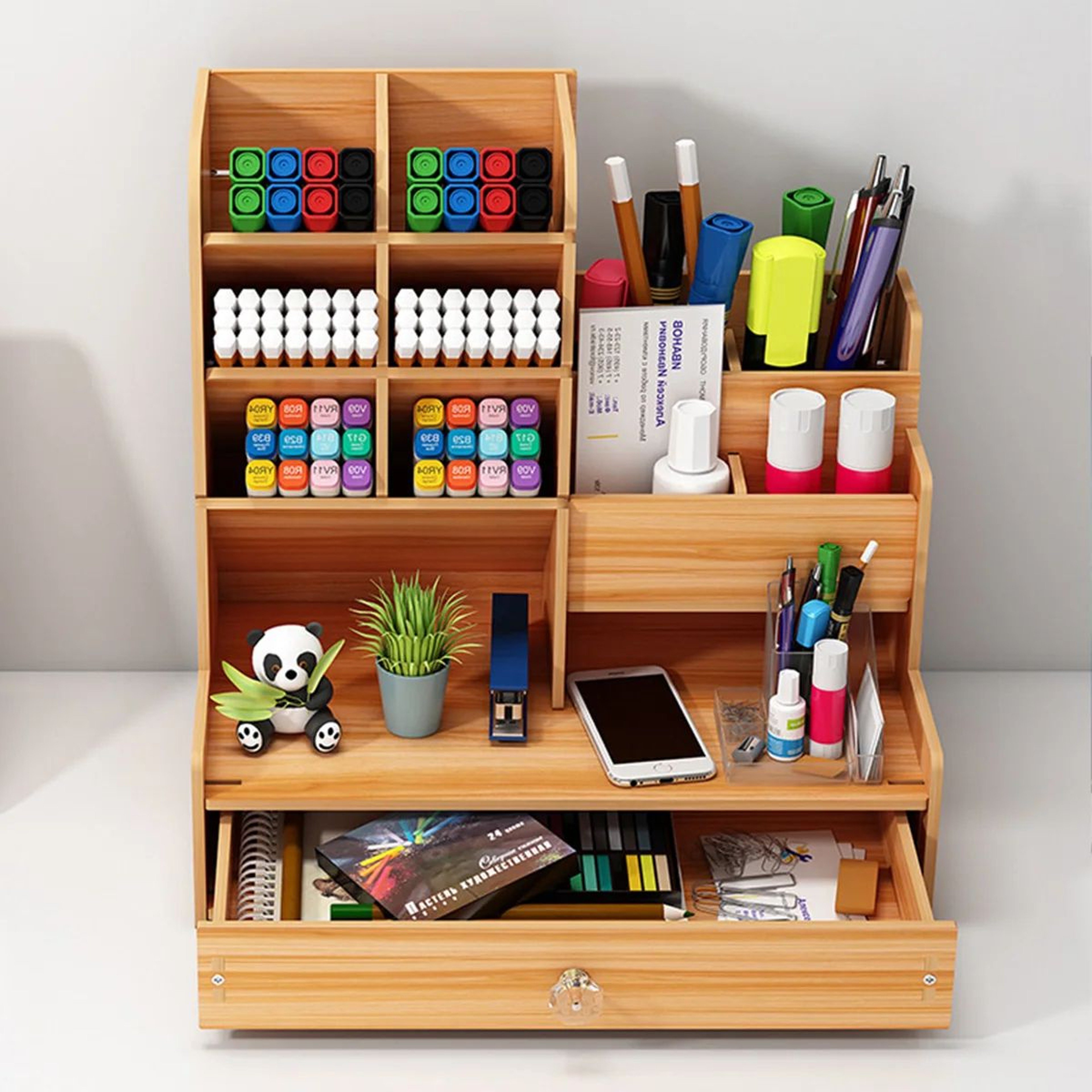 Wooden Multifunction Pen And Stationery Storage Box 4