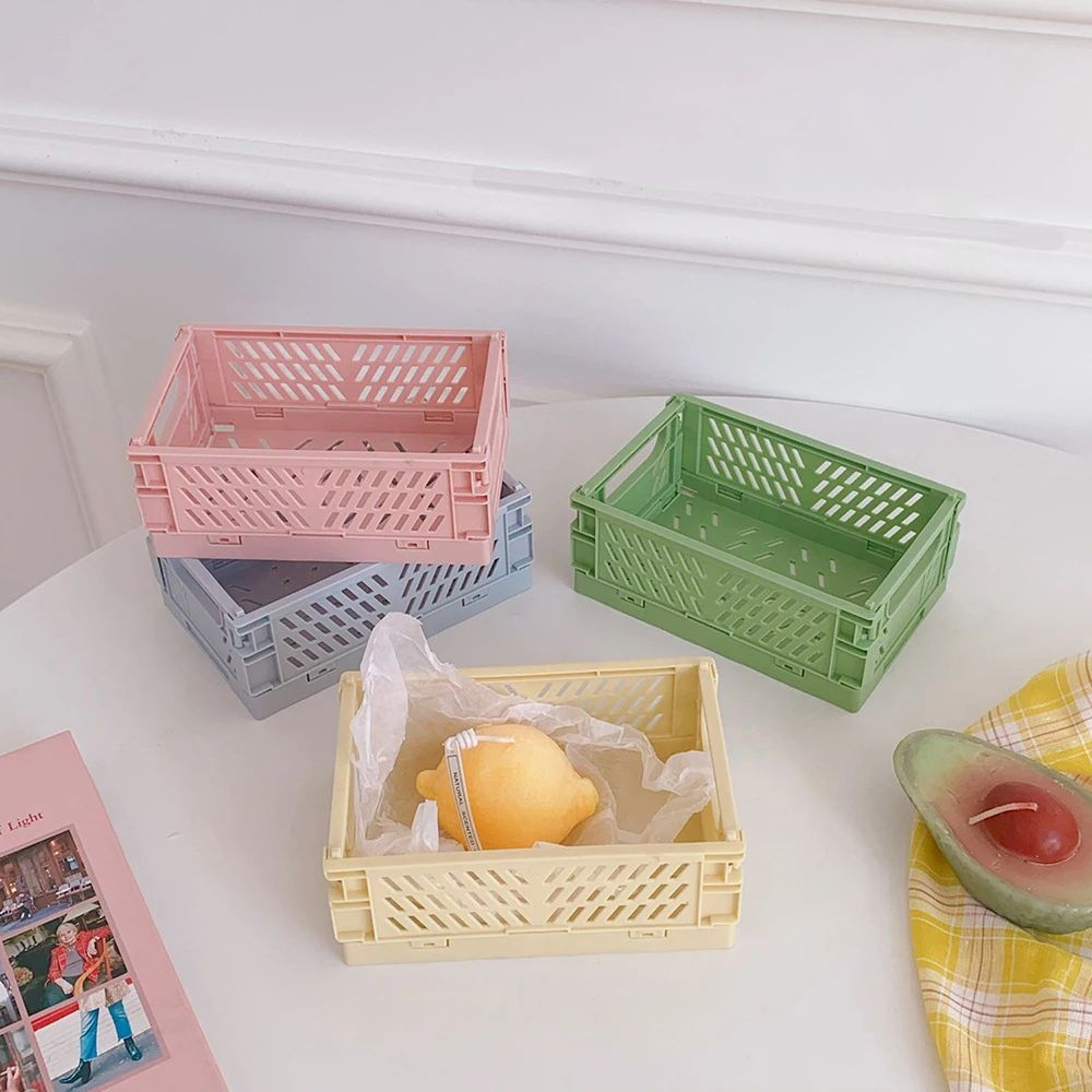 Mrpaper Stackable Foldable Plastic Stationery Holder Set 4