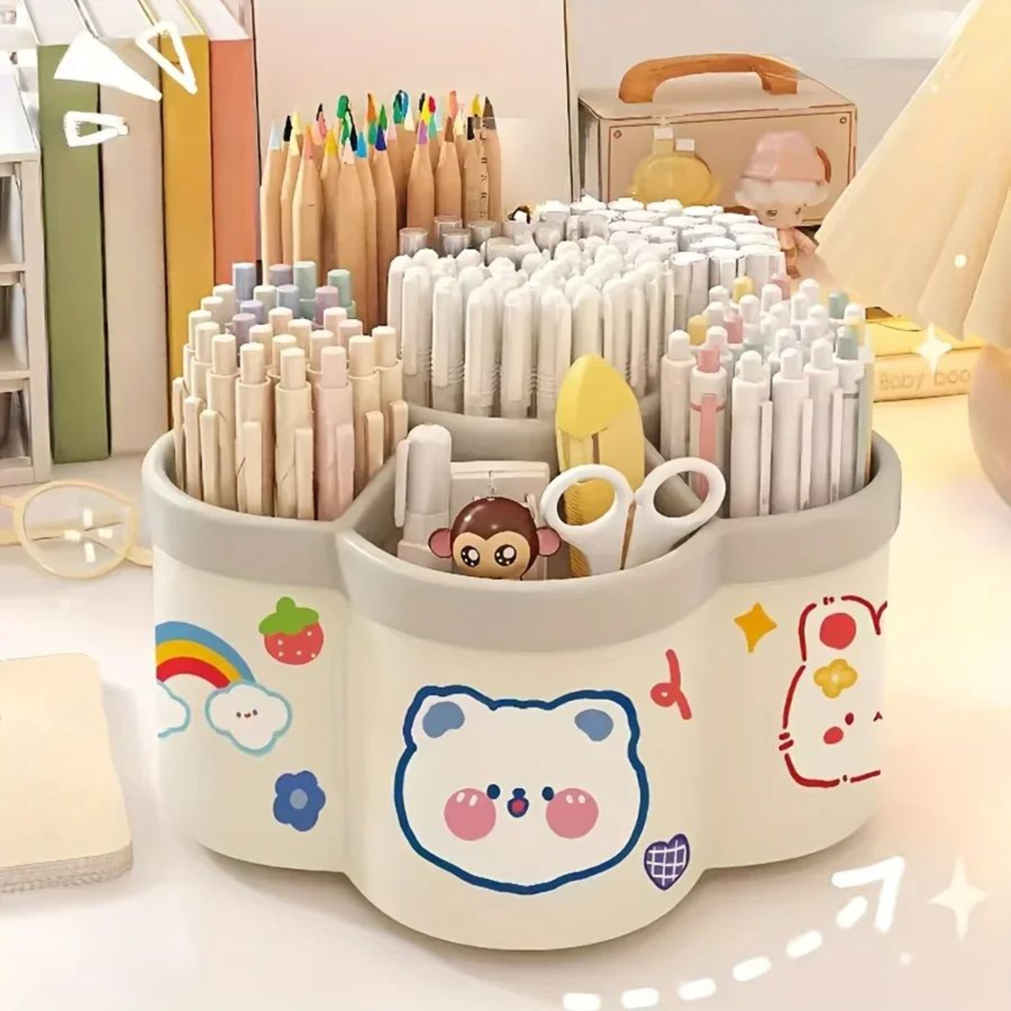 360 Rotating MultiCompartment Desk Organizer Caddy 3
