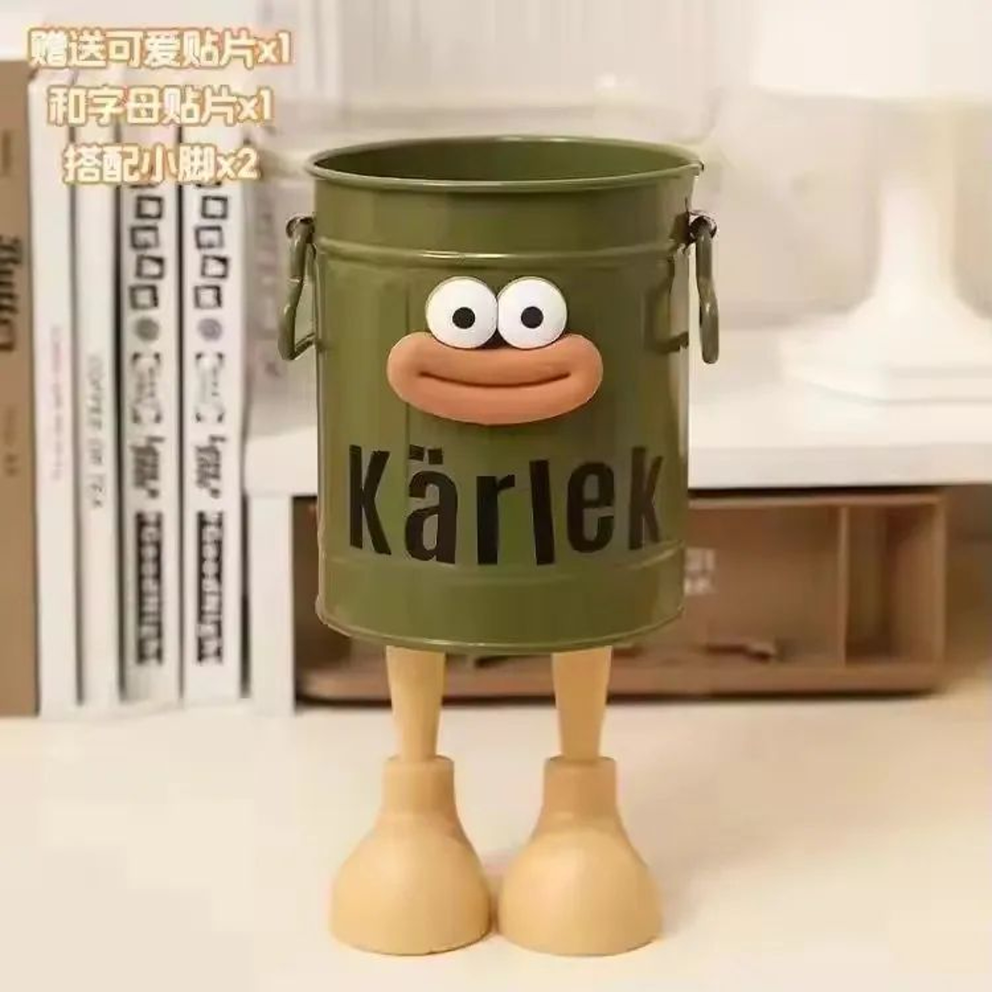 Cartoon Pen Holder Desk Organizer With Random Letter Stickers 14