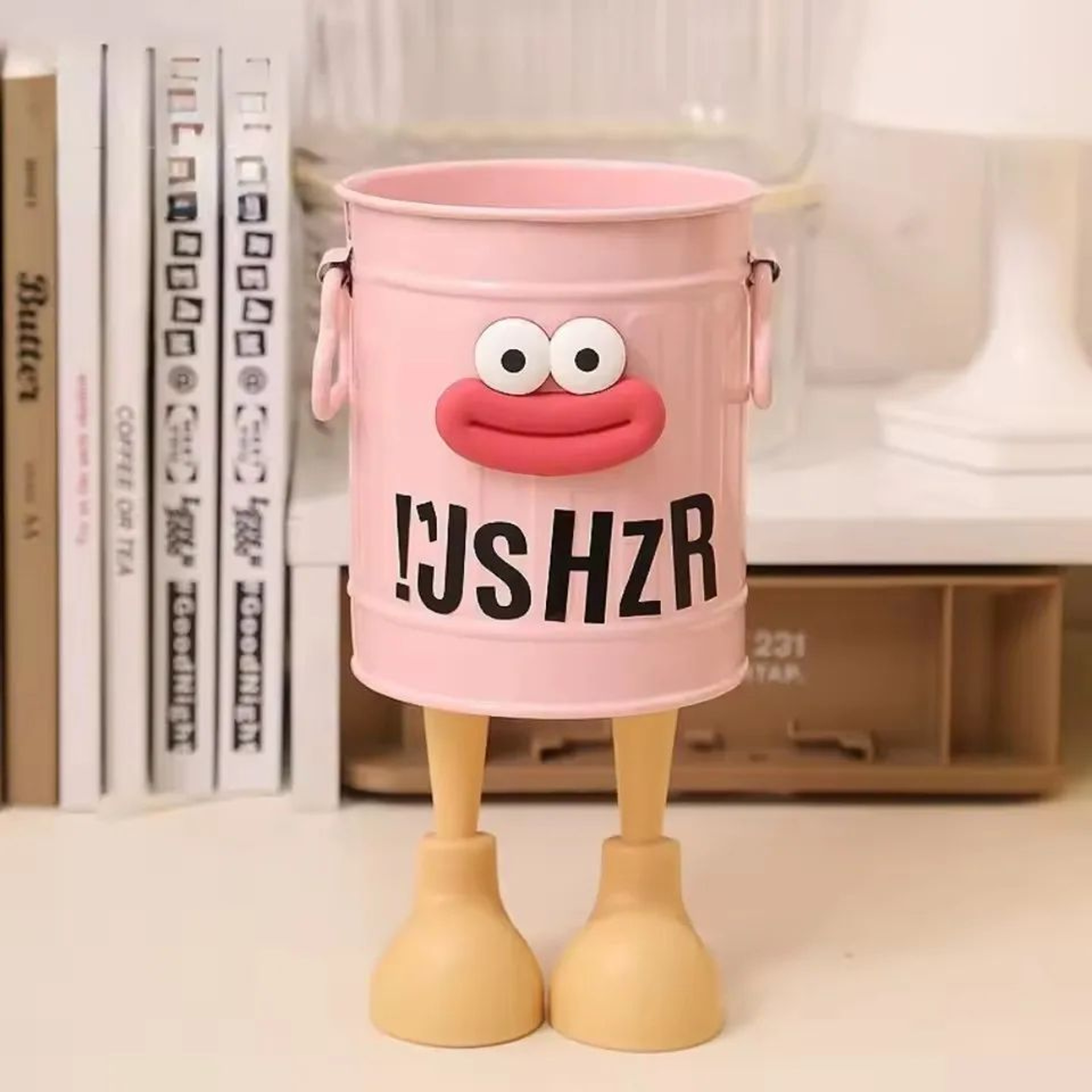Cartoon Pen Holder Desk Organizer With Random Letter Stickers 12