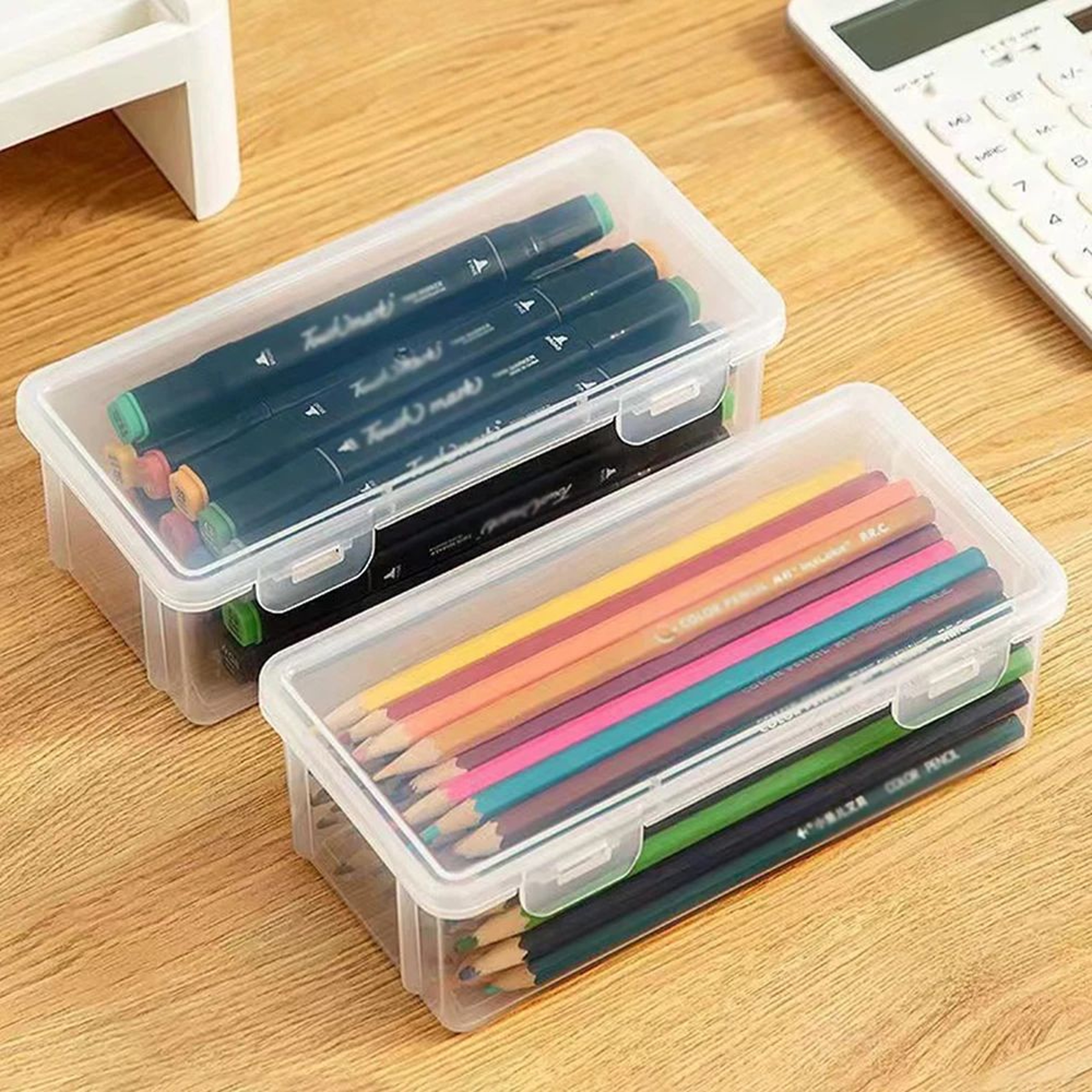 Transparent Plastic Pencil Storage Box 136pcs Set 1