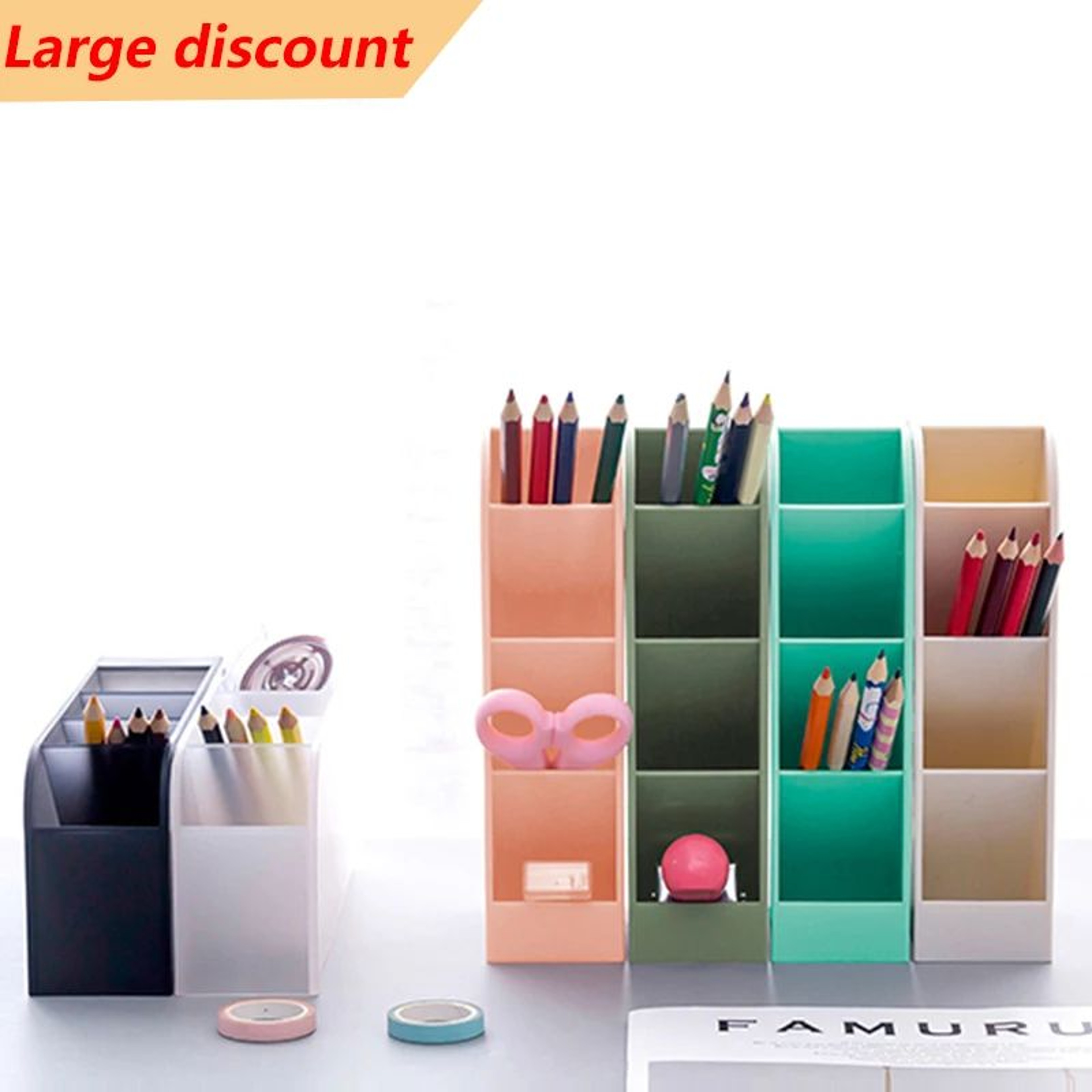 Large Capacity Oblique Desktop Pen And Stationery Organizer 1