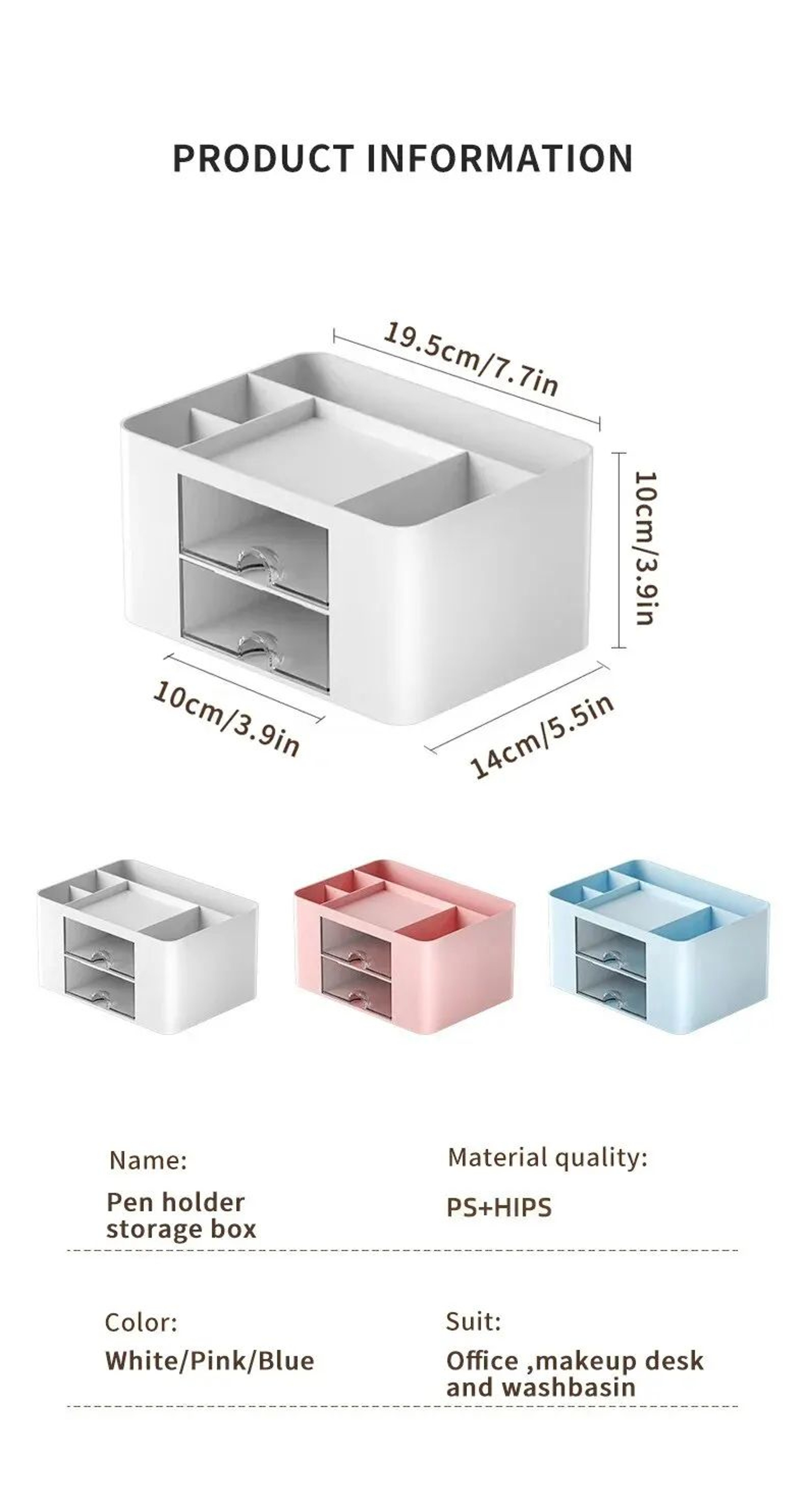Large Capacity Pen Organizer With 2 Drawers For Desk 10