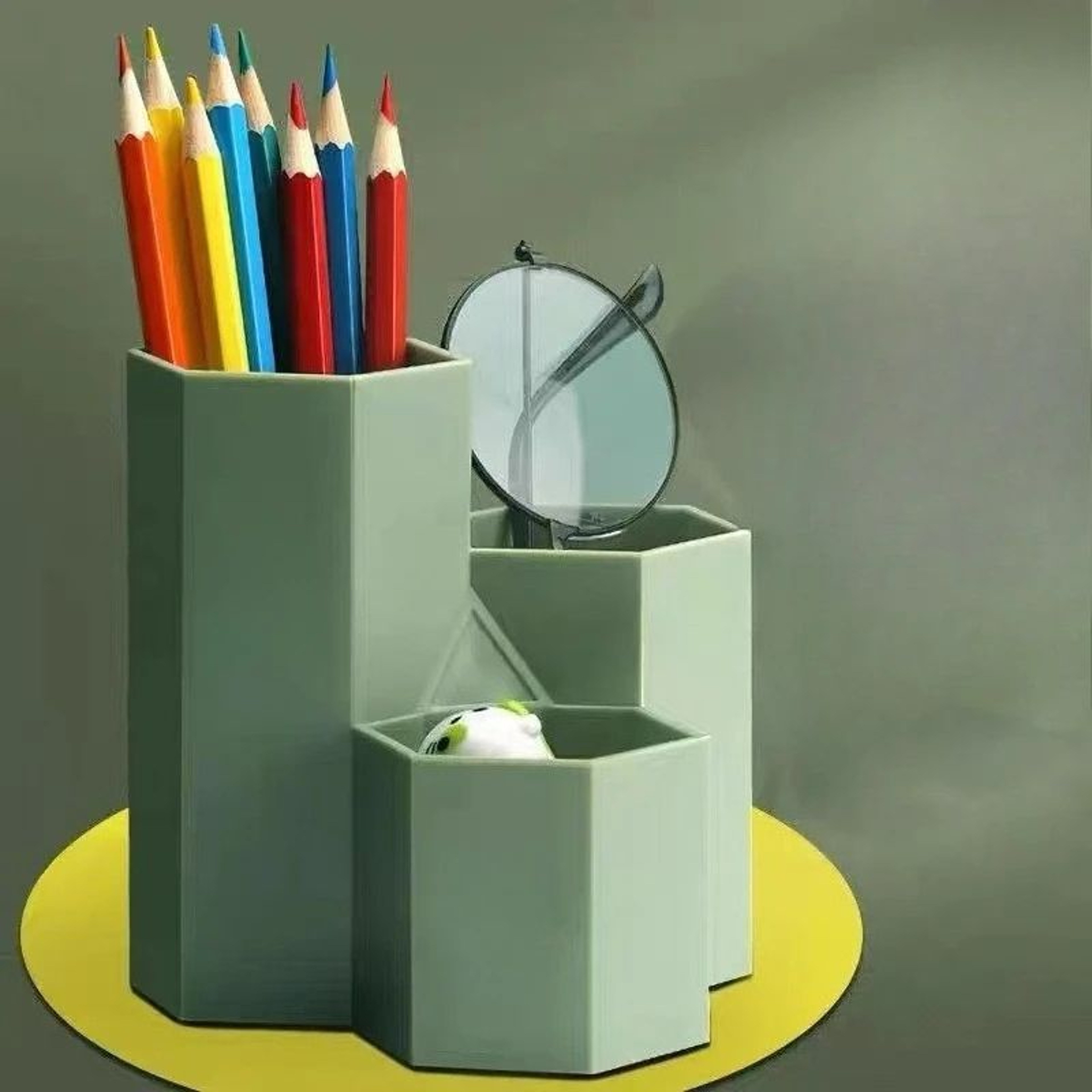 Modern White And Mint Green Multifunctional Desktop Organizer Box 1