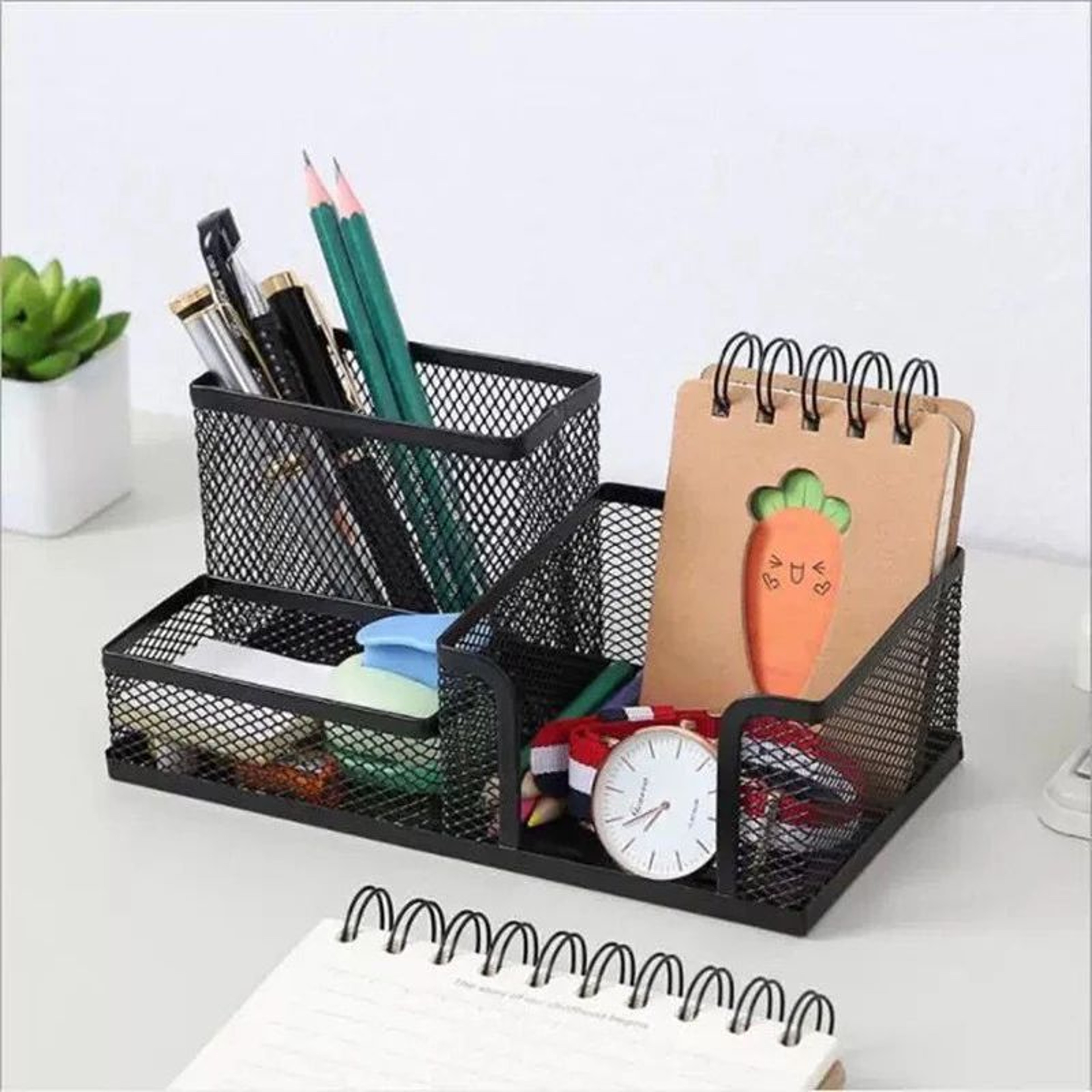 Creative Metal 3Grid Desk Organizer Pen  File Holder 0