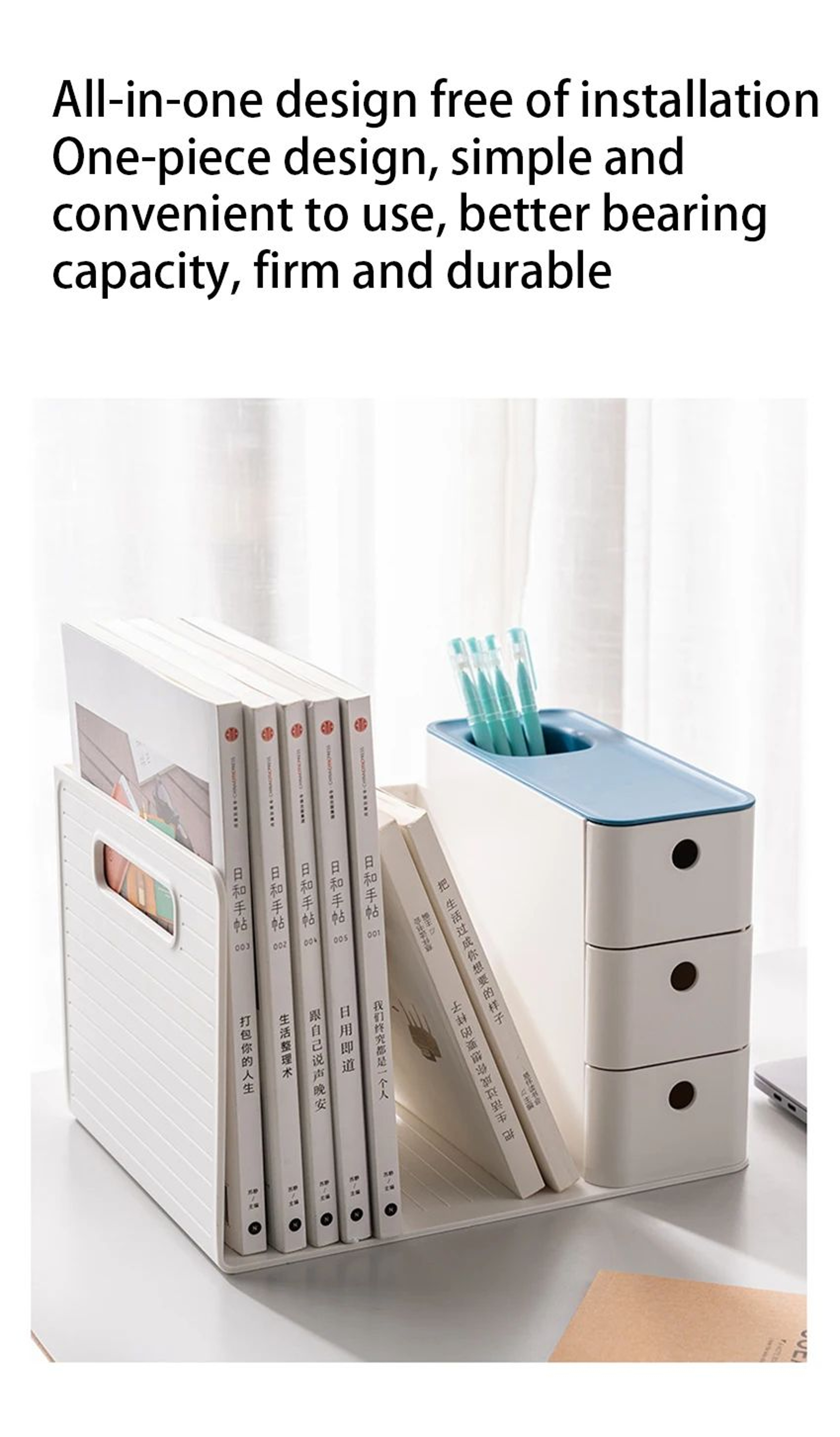 Book Holder Organizer With Dual Drawers 8