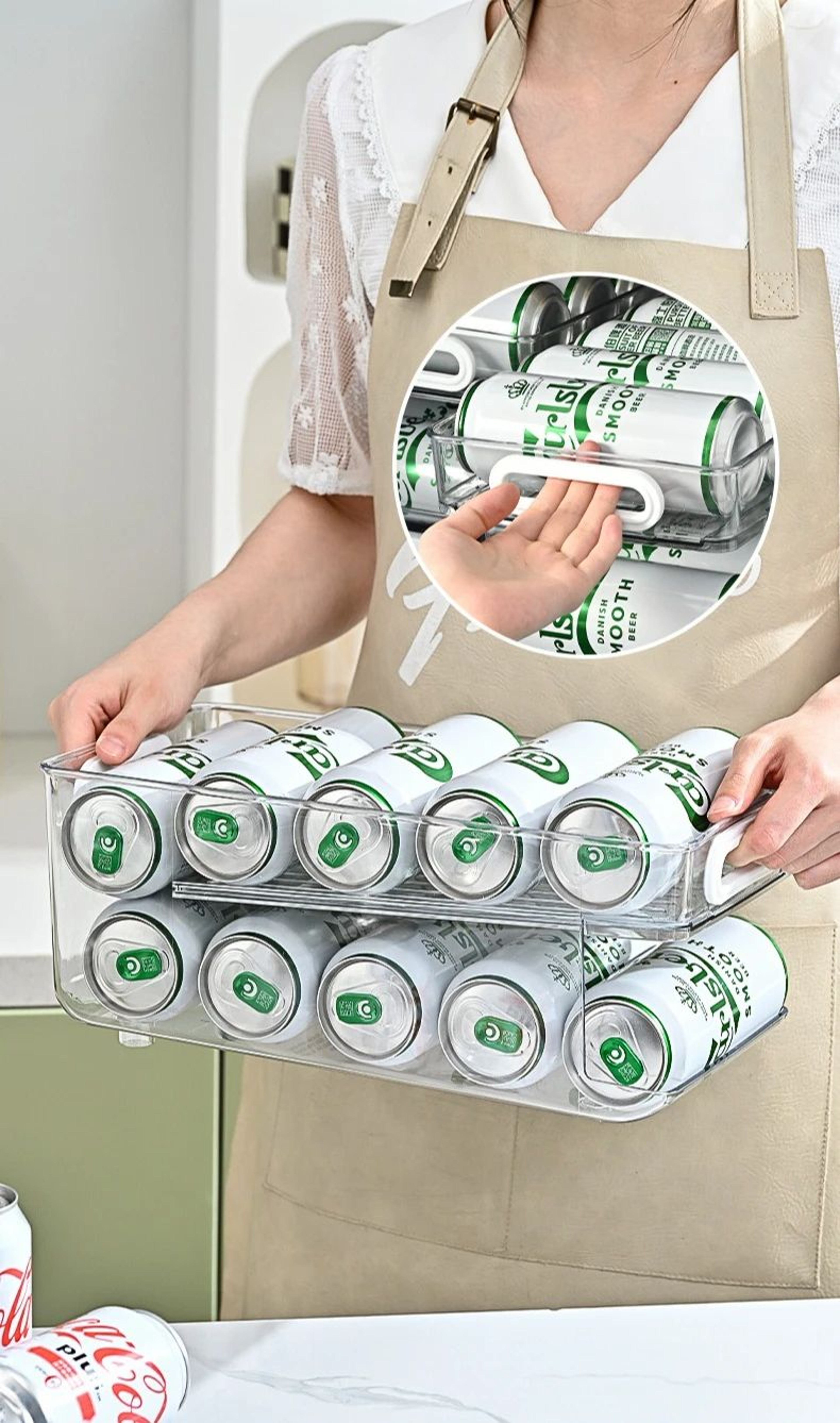Double Layer Self Rolling Fridge Can Organizer 8
