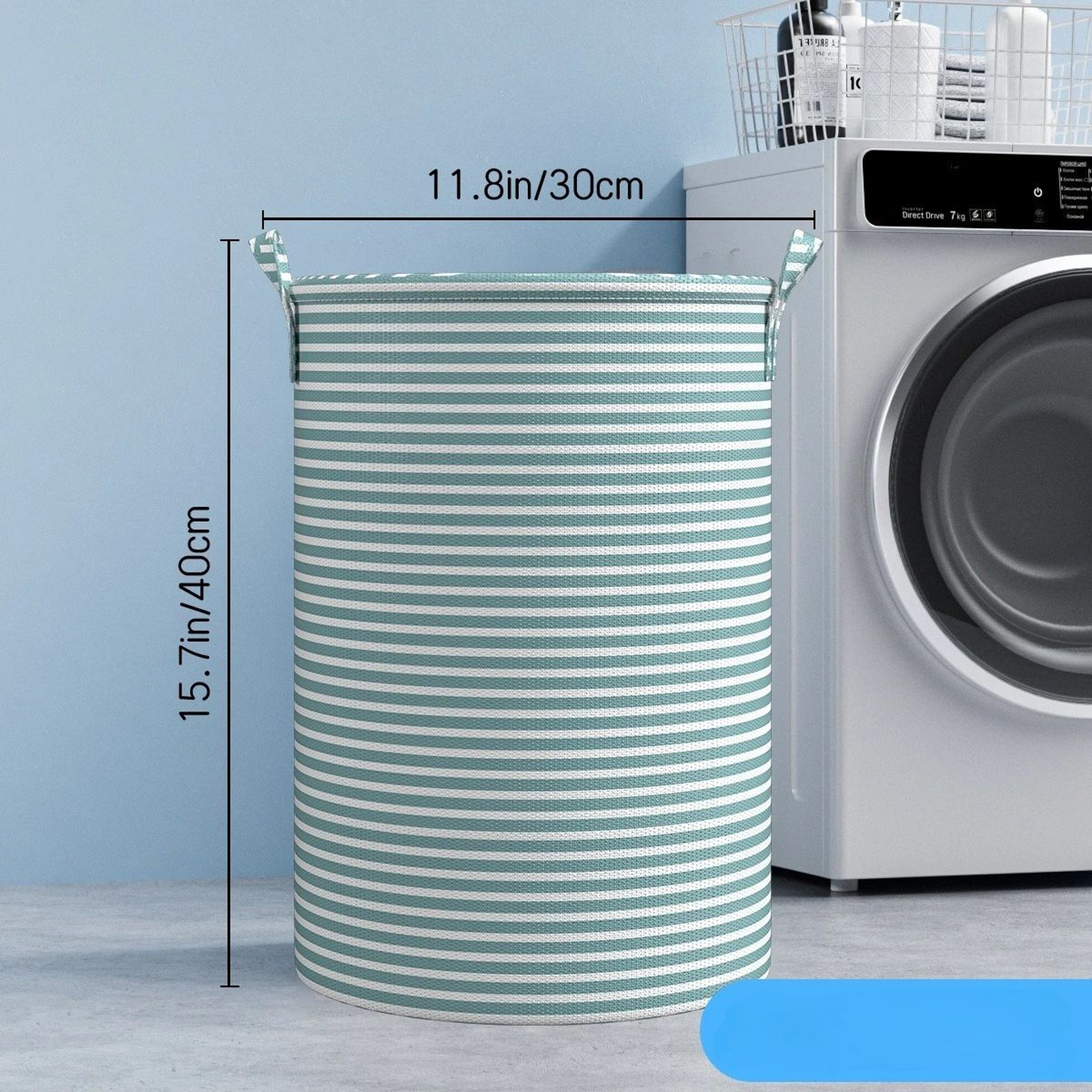 Foldable Striped Laundry Storage Basket 6