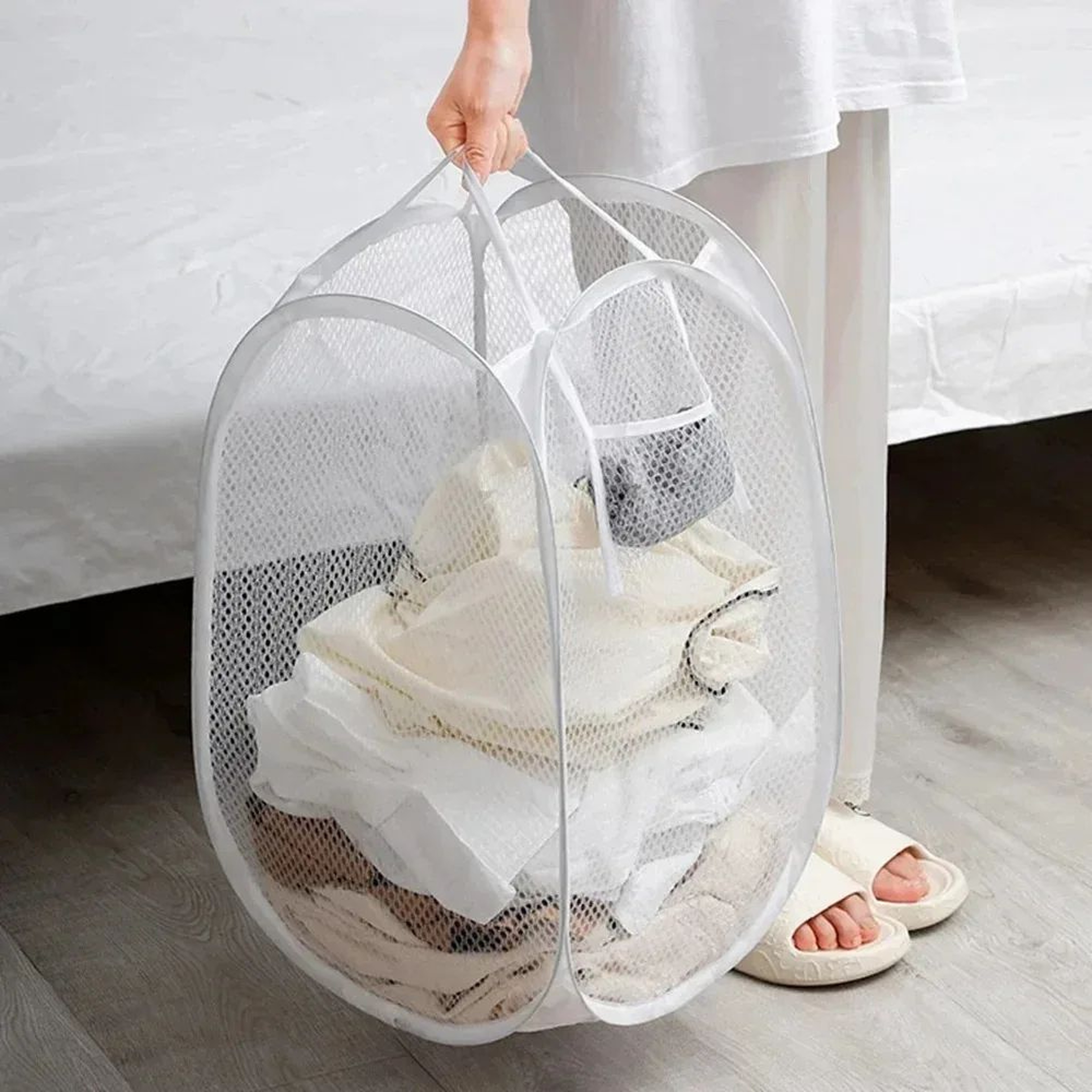 Pop Up Mesh Laundry Basket Hamper 2