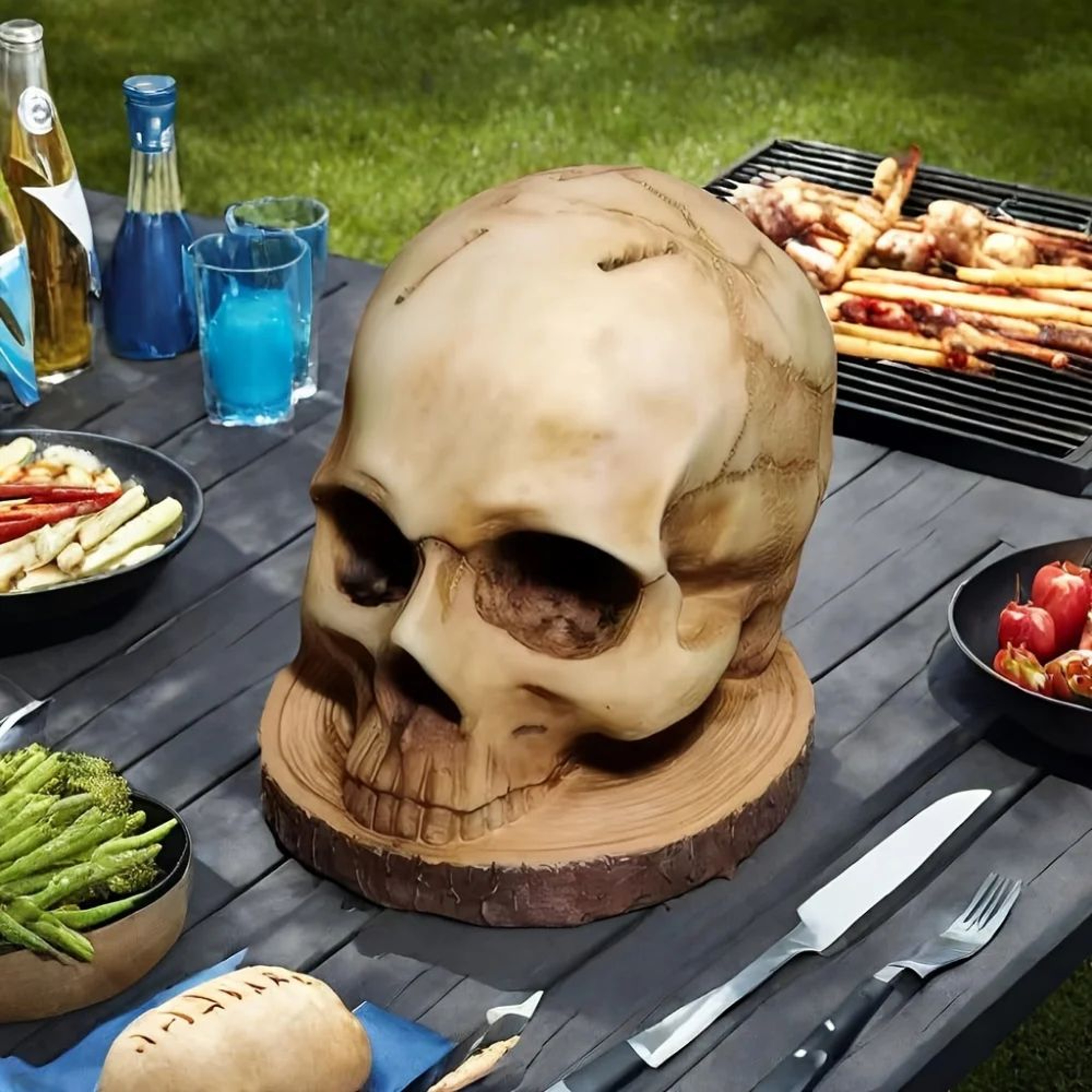 Skull Skeleton Kitchen Knife Holder Stand 2