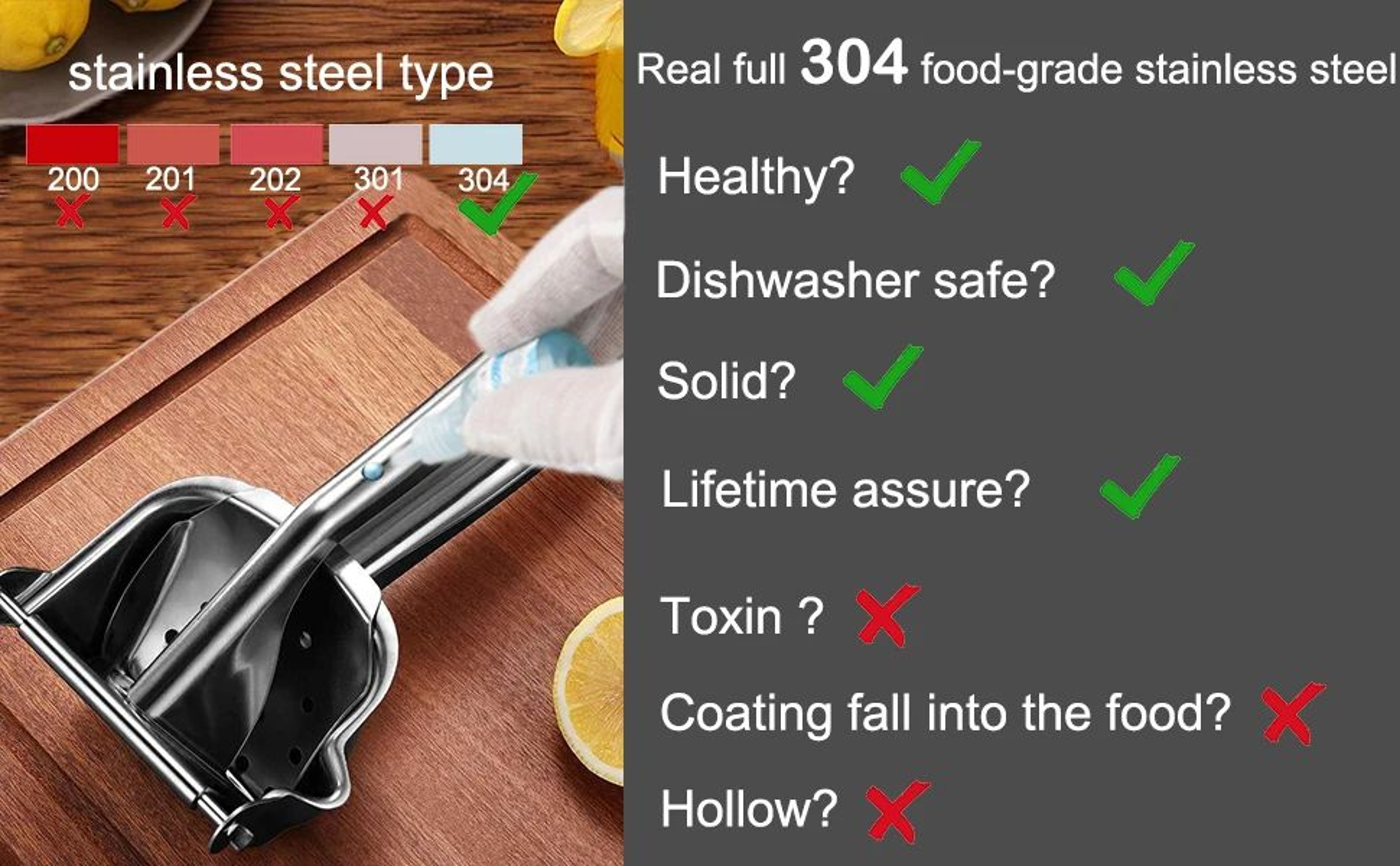 304 Stainless Steel Manual Juice Squeezer For Citrus 7
