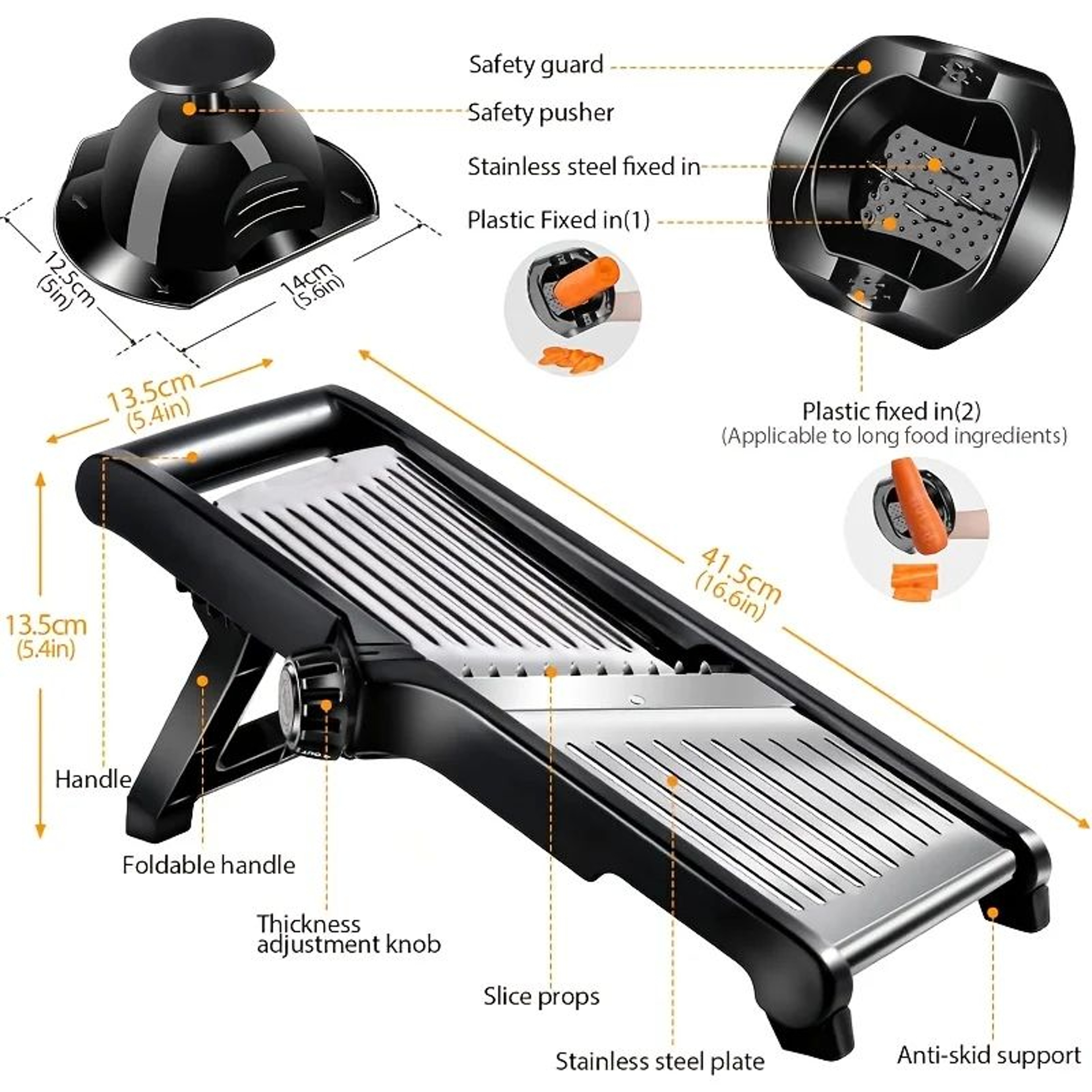 5Blade Stainless Steel Mandoline Slicer With Safety Holder 4
