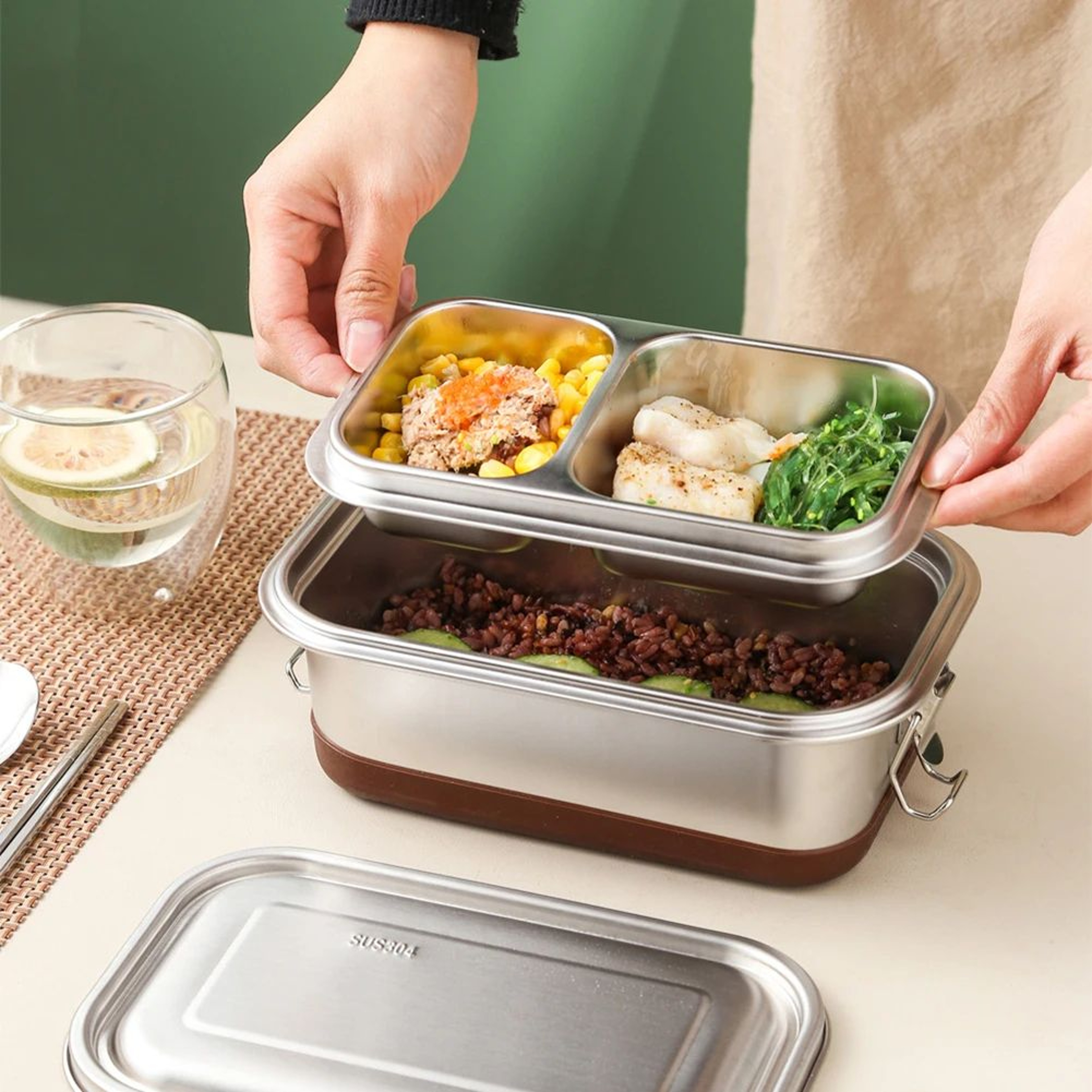 Stainless Steel DoubleLayer 1200 Ml Bento Lunch Box 0