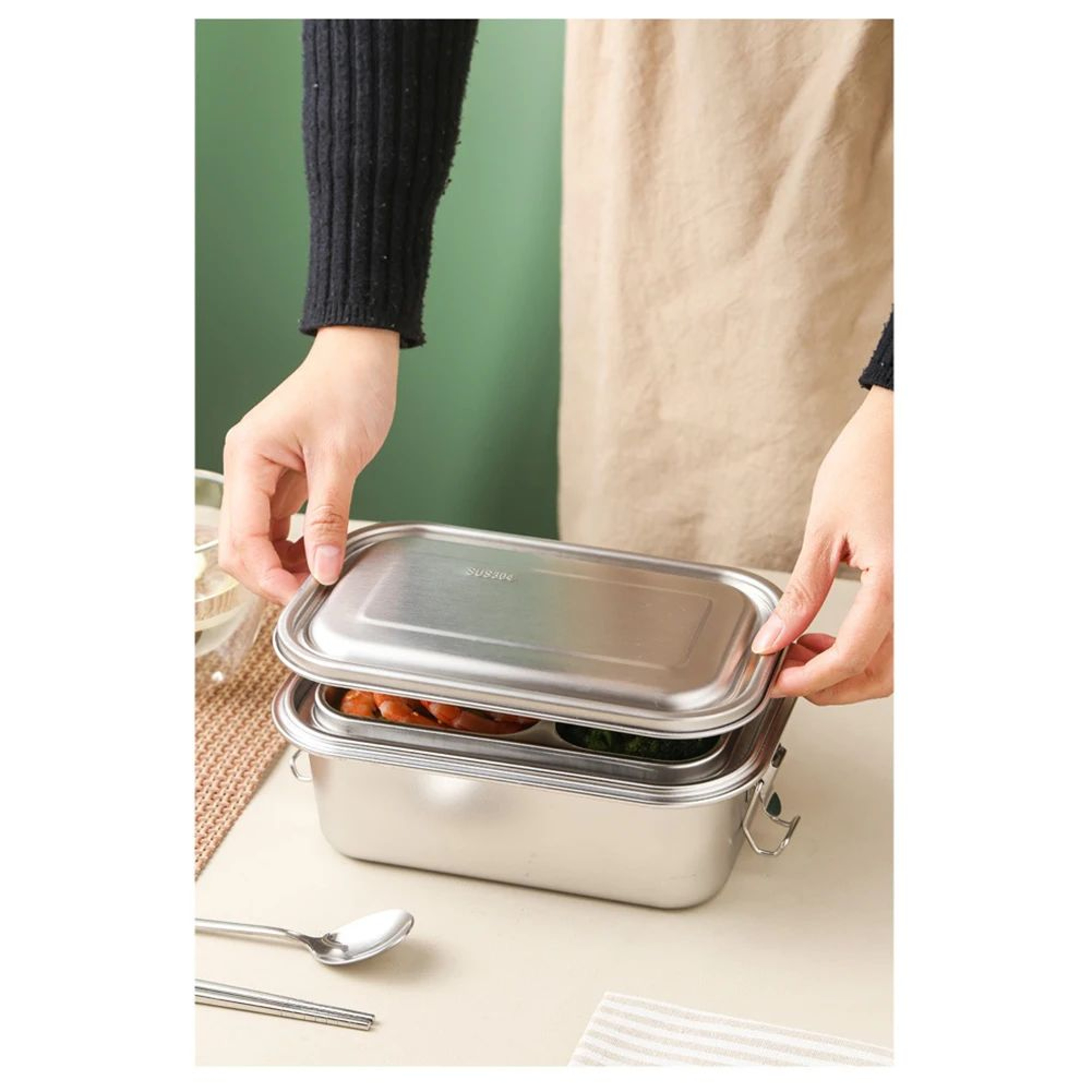 Stainless Steel DoubleLayer 1200 Ml Bento Lunch Box 2