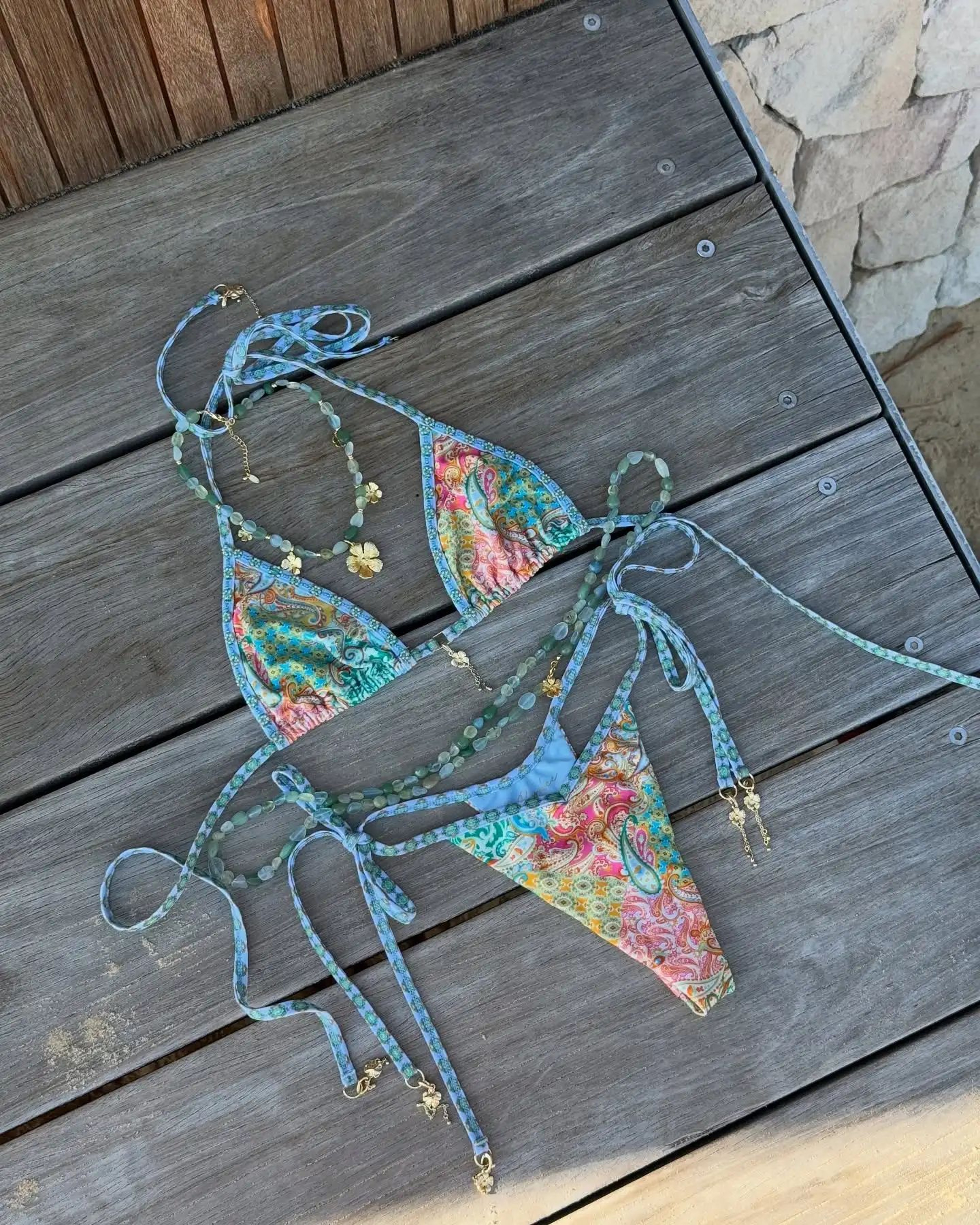 2025 Trend Triangle Striped Micro Bikini Set Women Sexy Swimwear 0