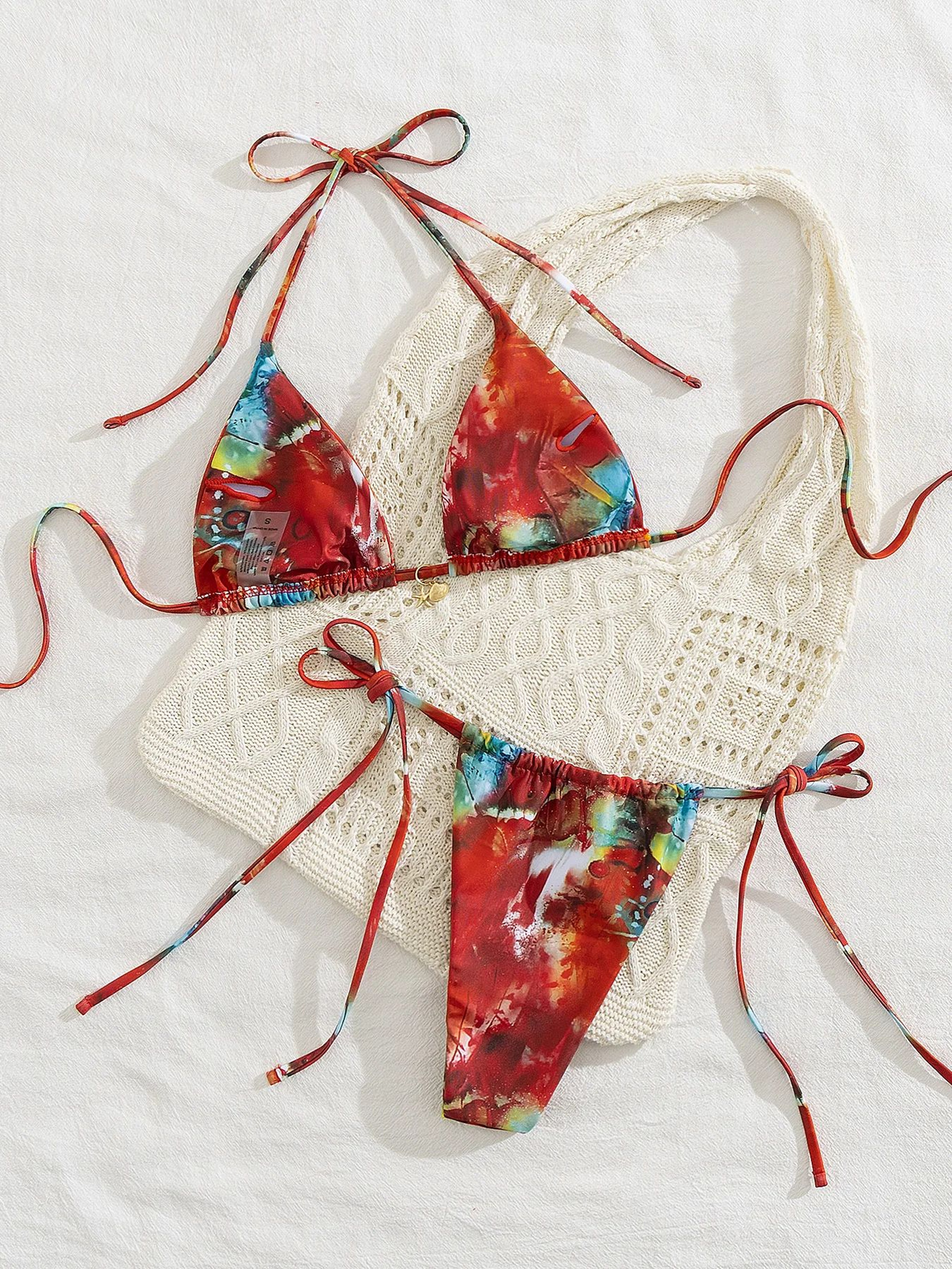 2025 Trend Triangle Striped Micro Bikini Set Women Sexy Swimwear 4