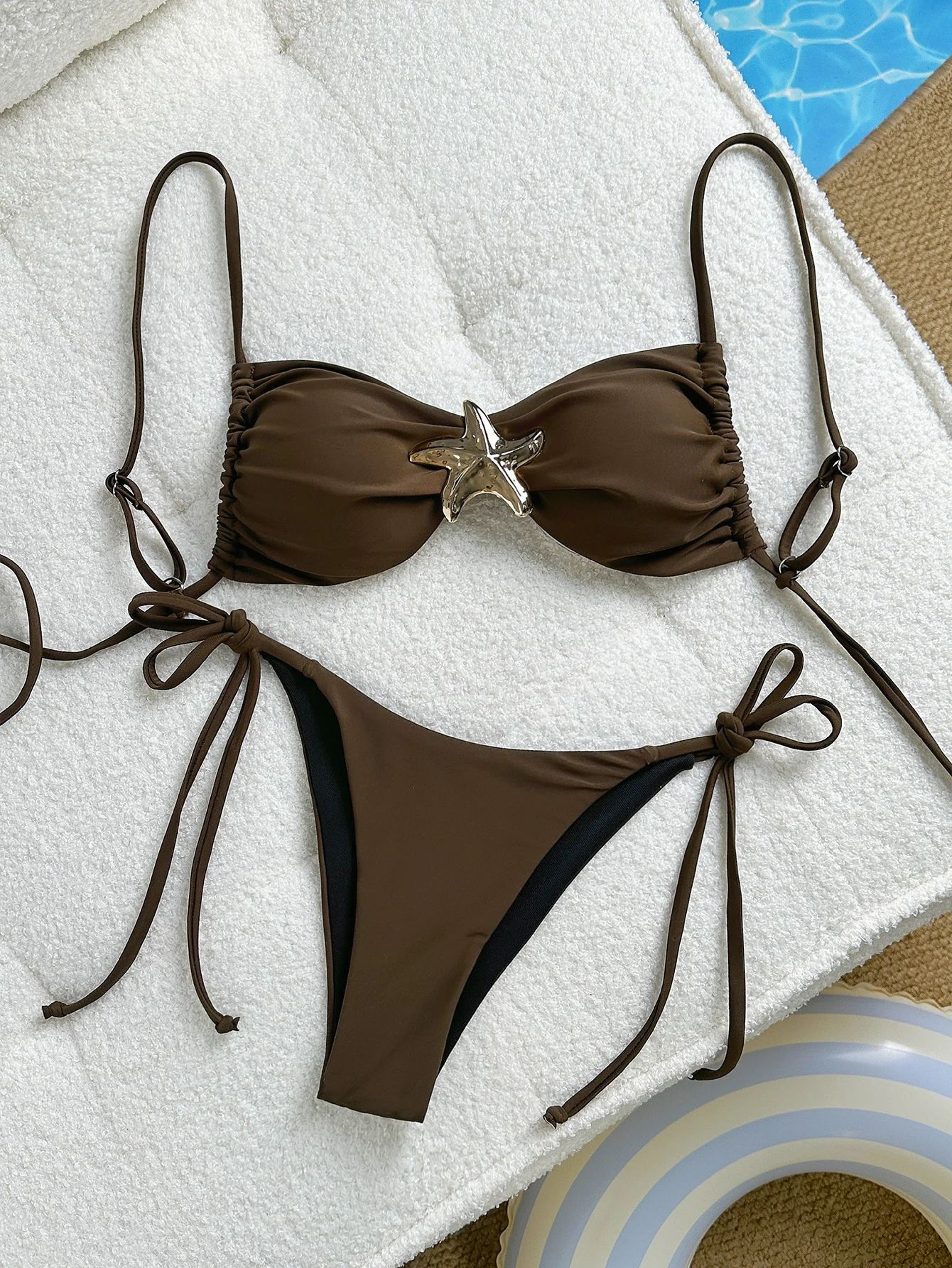 Womens Metal Starfish Bikini Set TieSide 2Piece Swimsuit 7