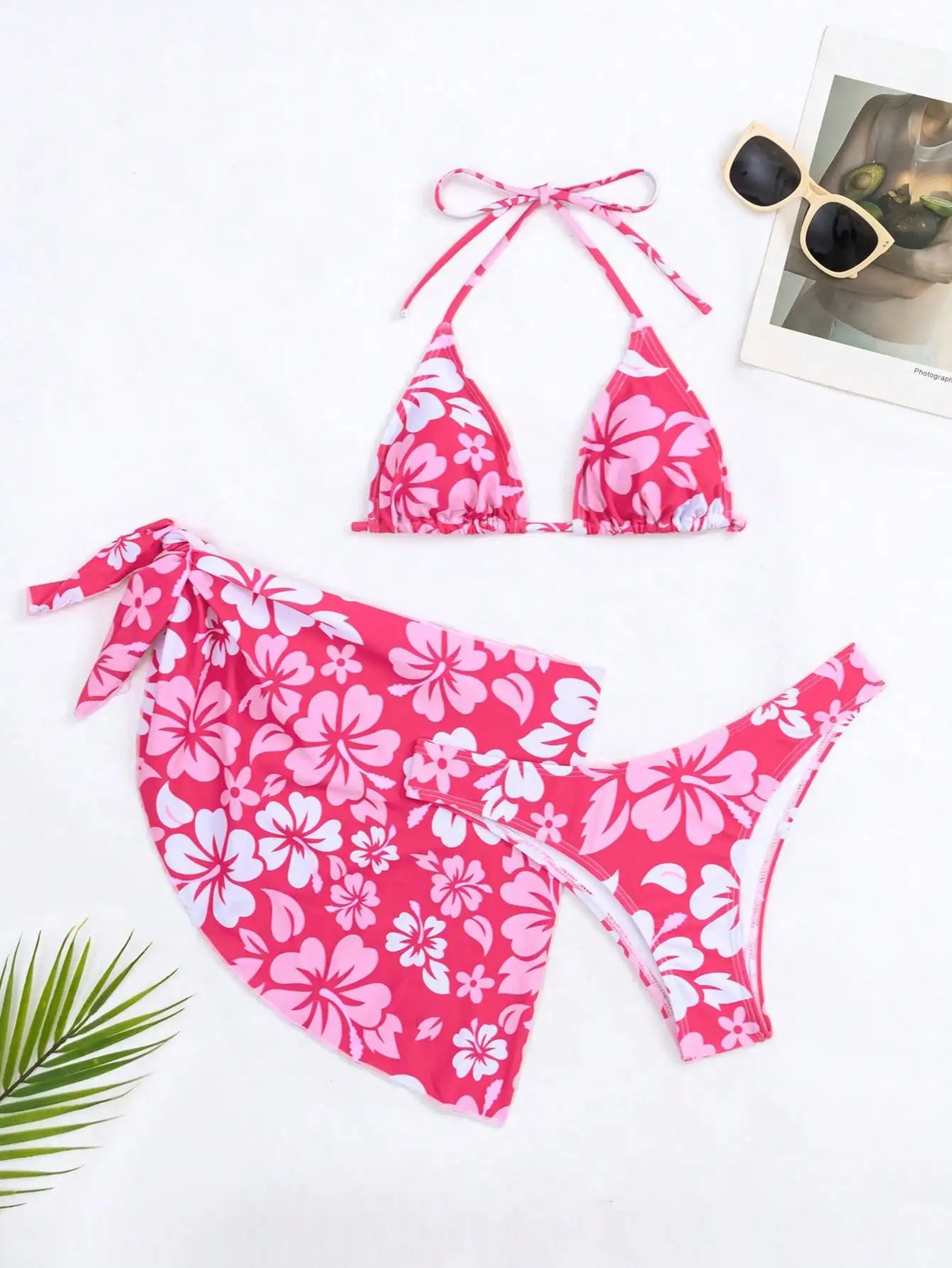 European American Sexy 3Piece Bikini Set With Swim Skirt CoverUp 8