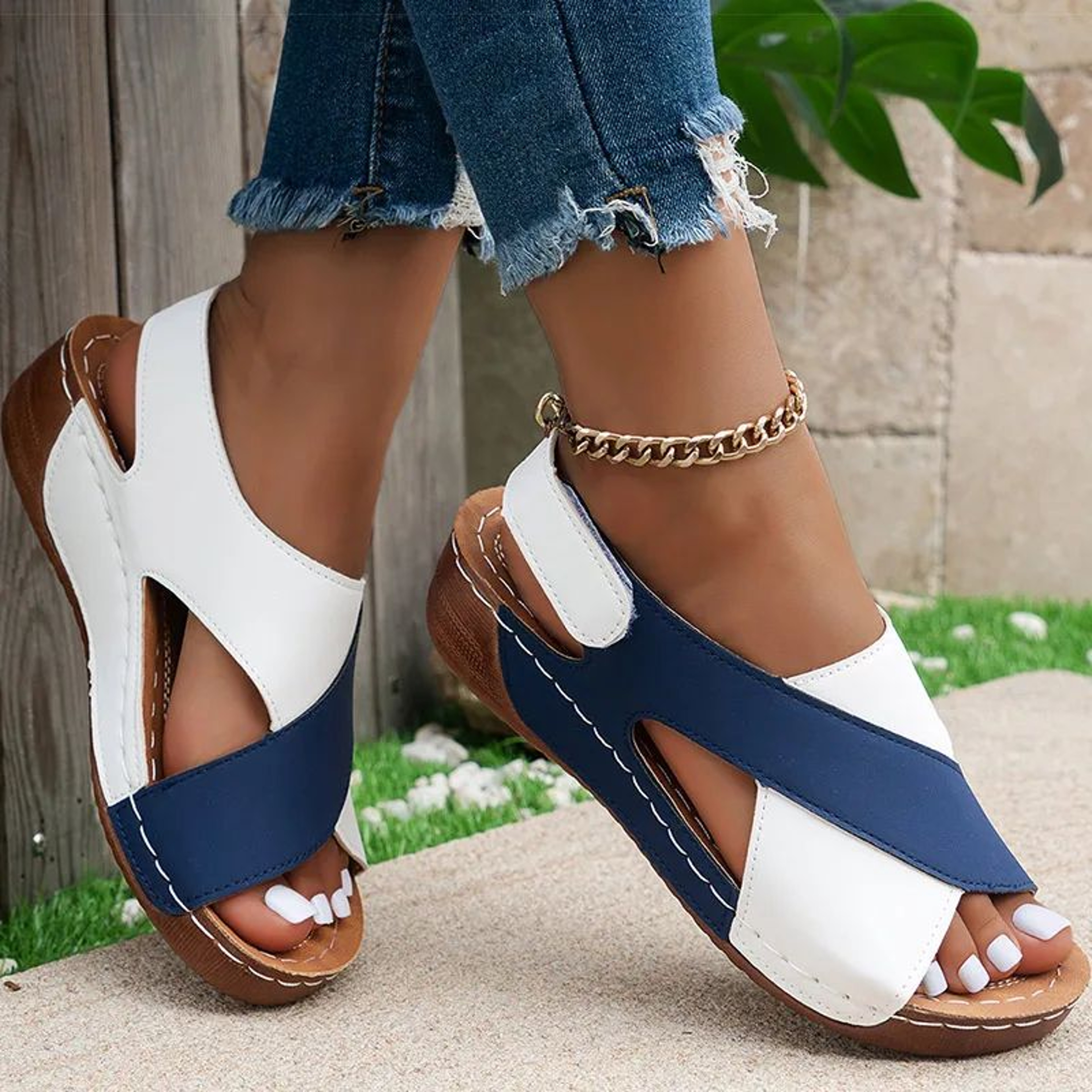 Womens Soft Heels Peep Toe Sandals Lightweight Wedges Summer Shoes 4