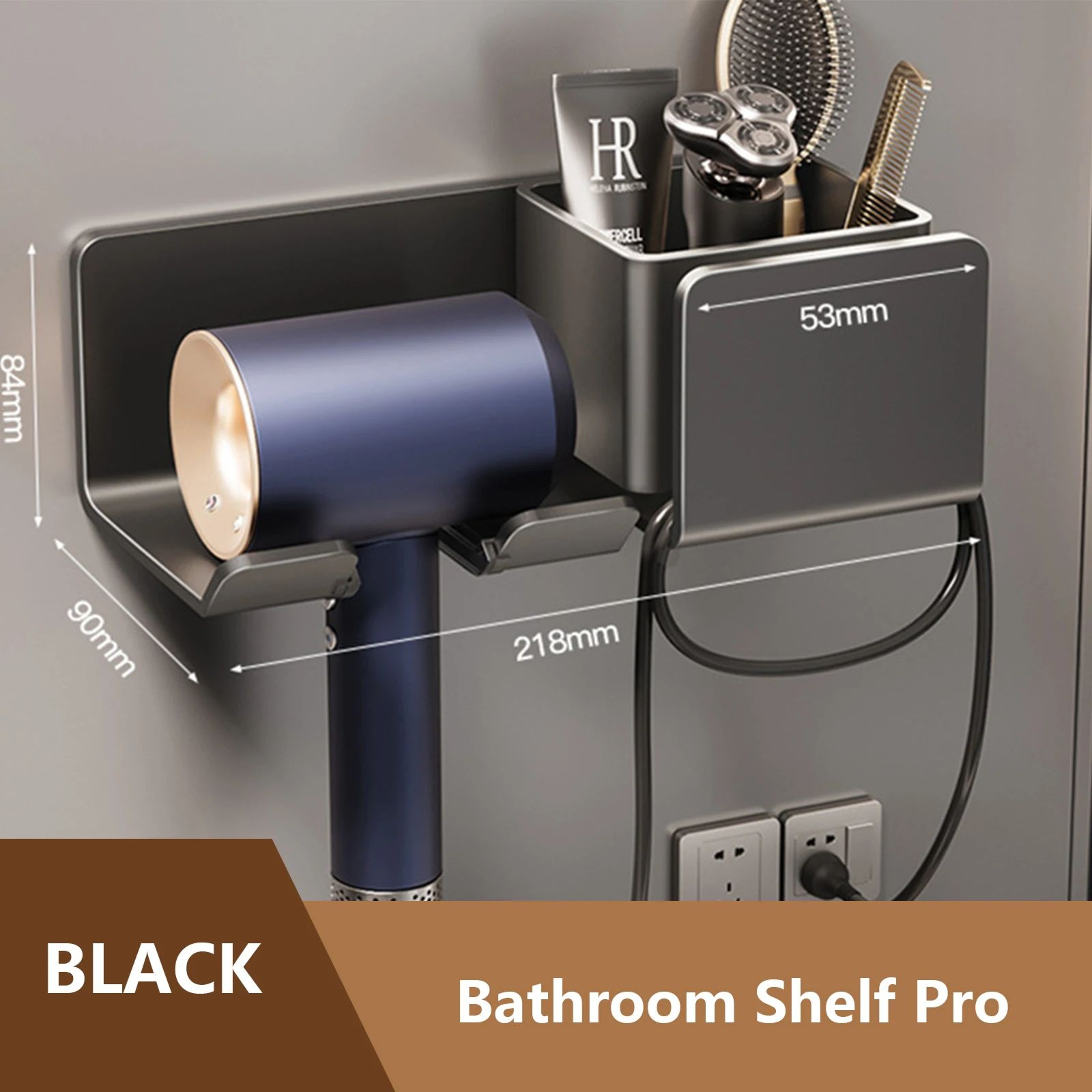 WallMounted Hair Dryer And Straightener Holder Organizer 12
