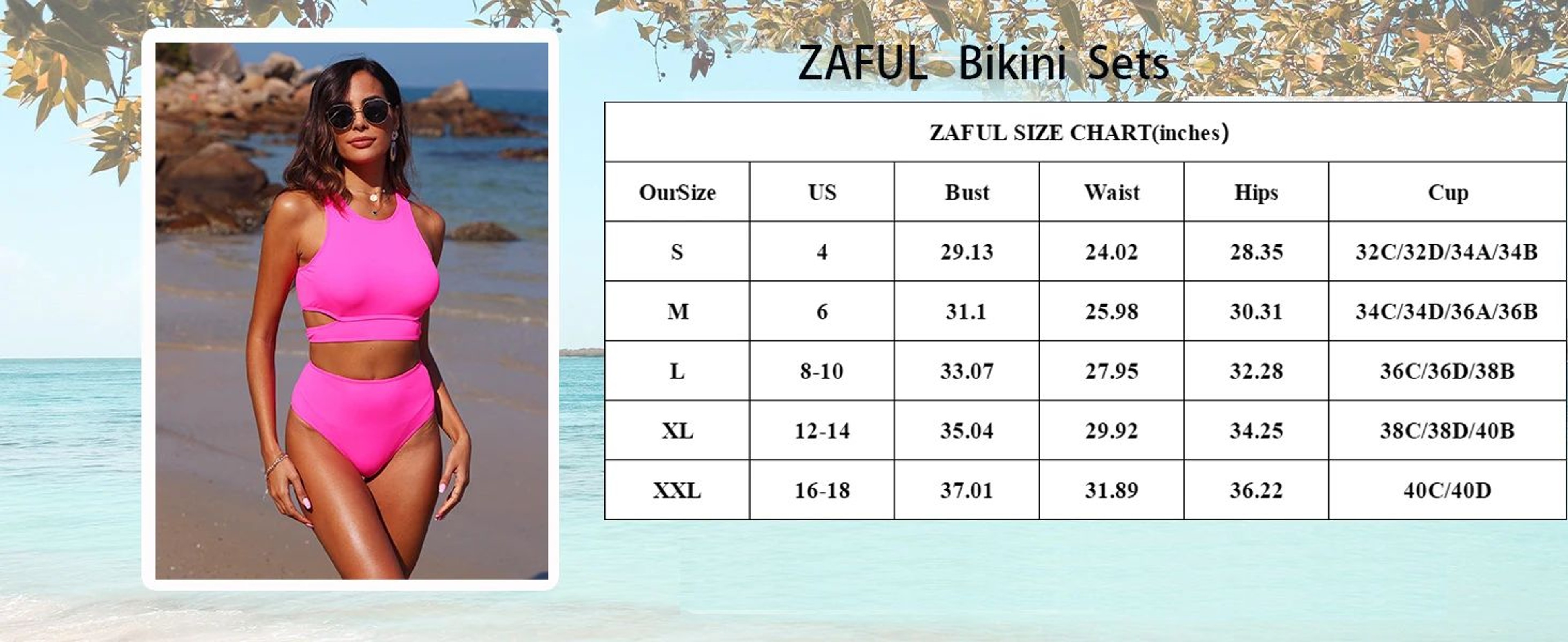 ZAFUL High Waisted Scoop Neck Bikini Set 8