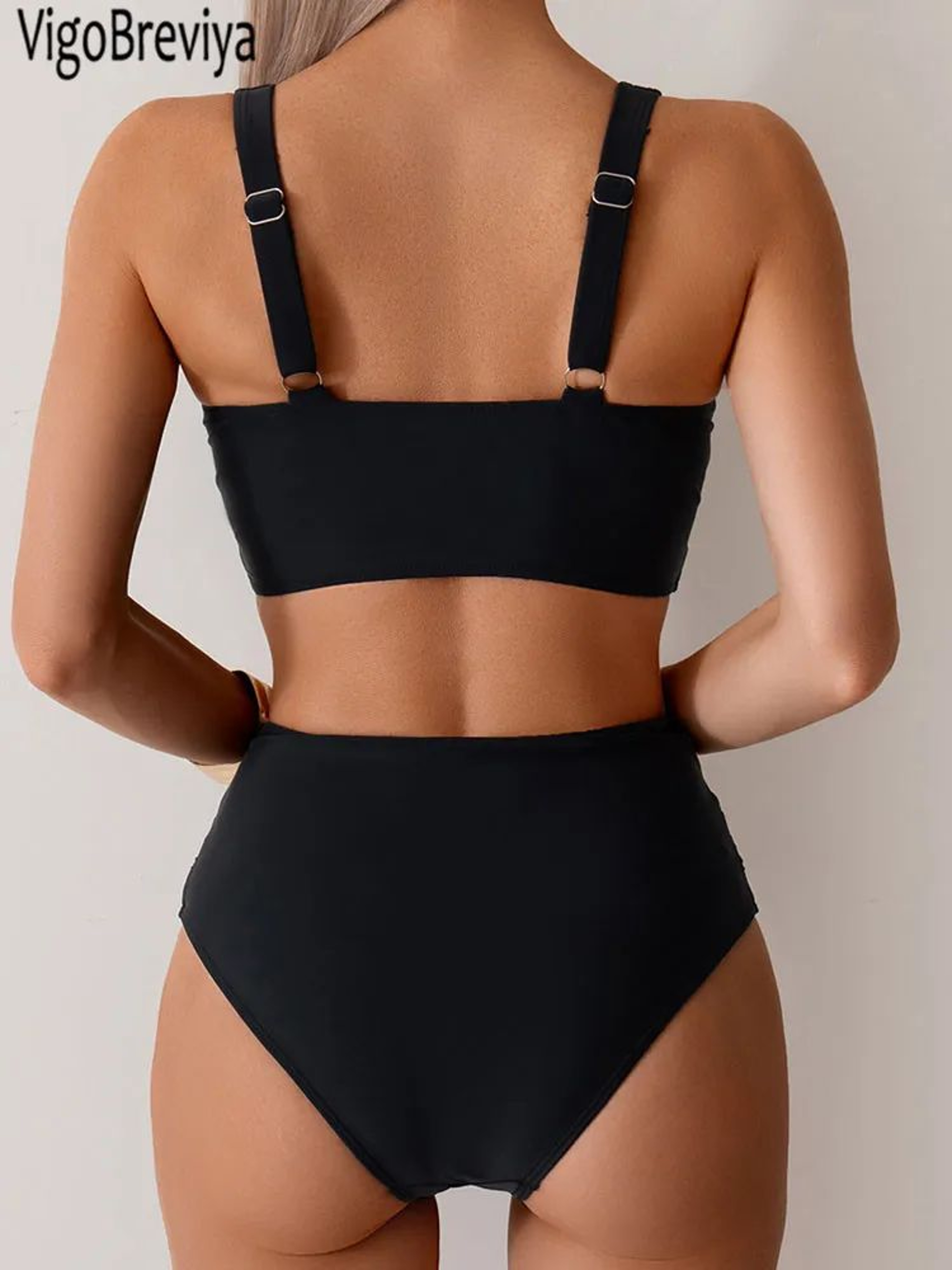 VigoBreviya Strapped High Waist Push Up Bikini Set 4
