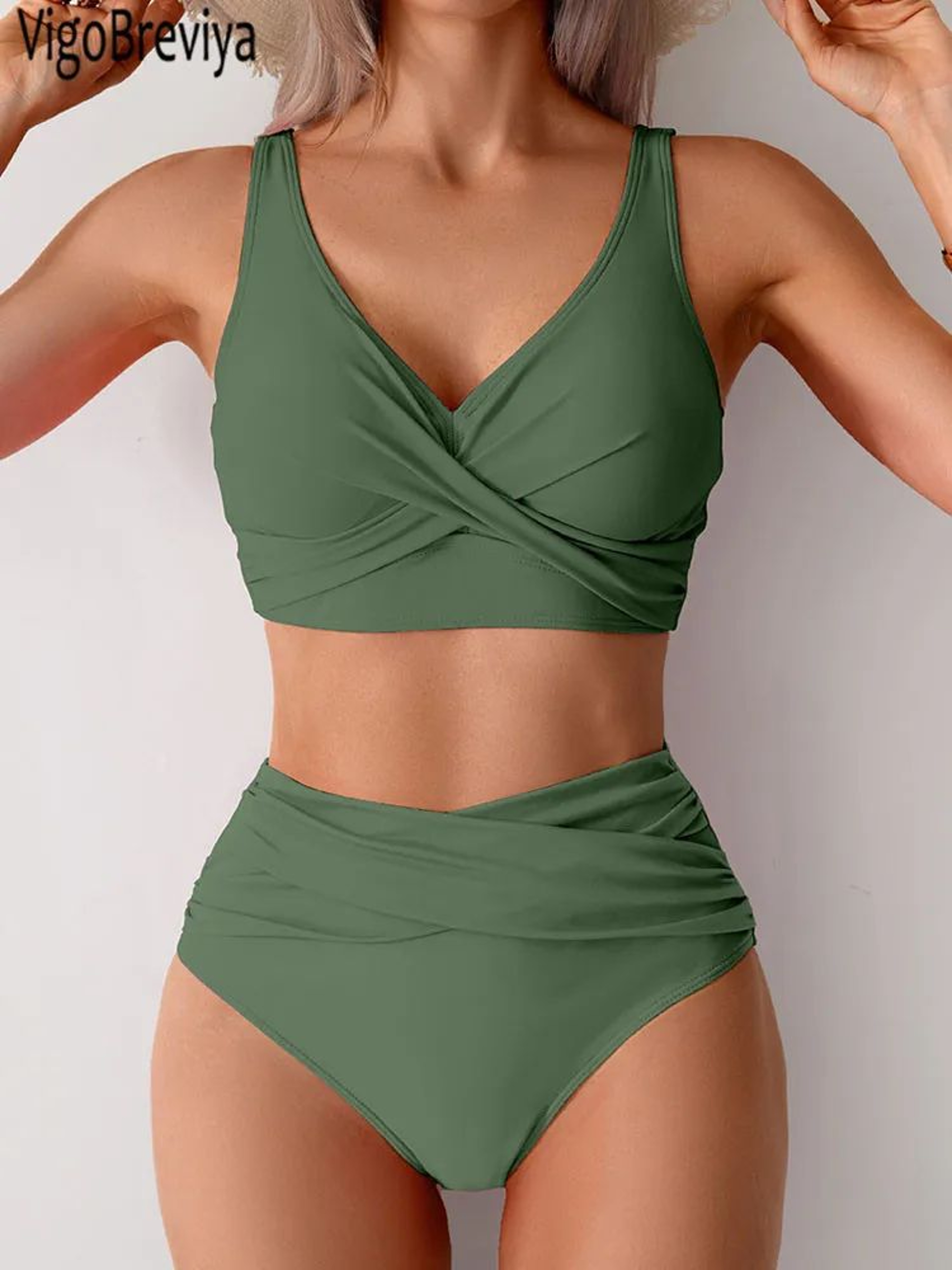 VigoBreviya Strapped High Waist Push Up Bikini Set 22