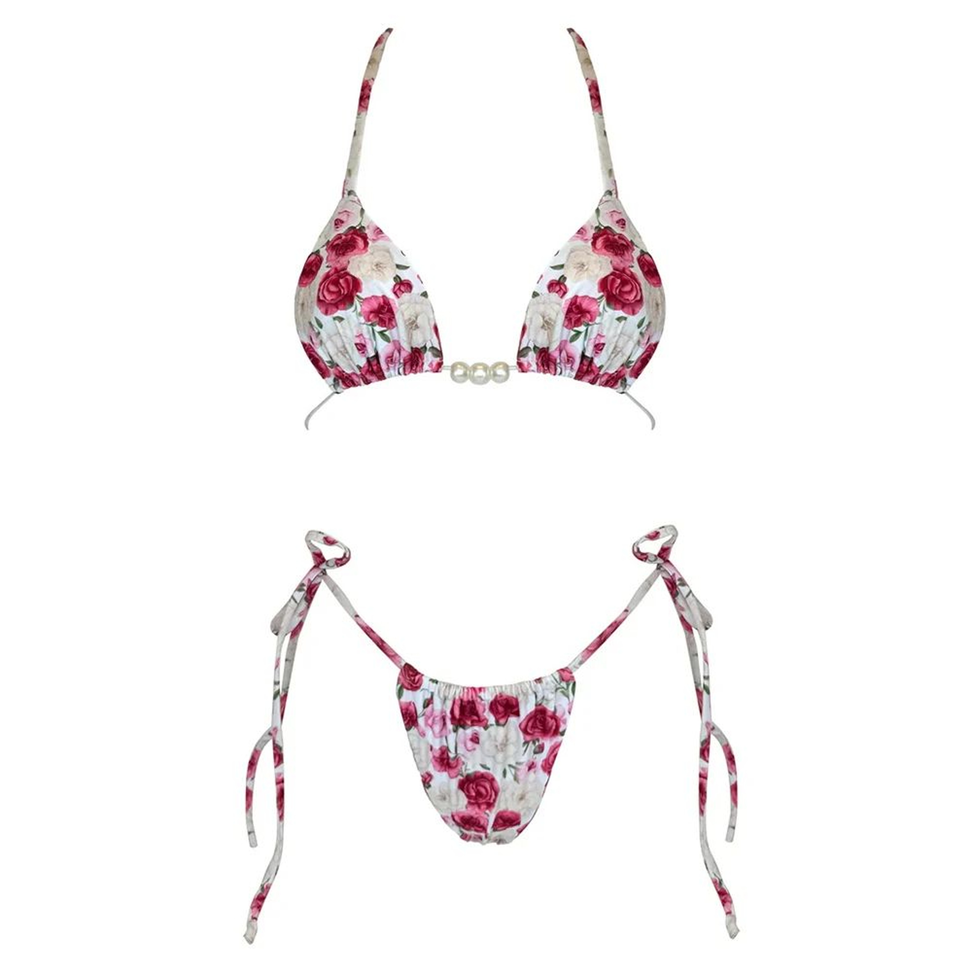 Luxury Pearl Halter Micro Brazilian Bikini Set 1
