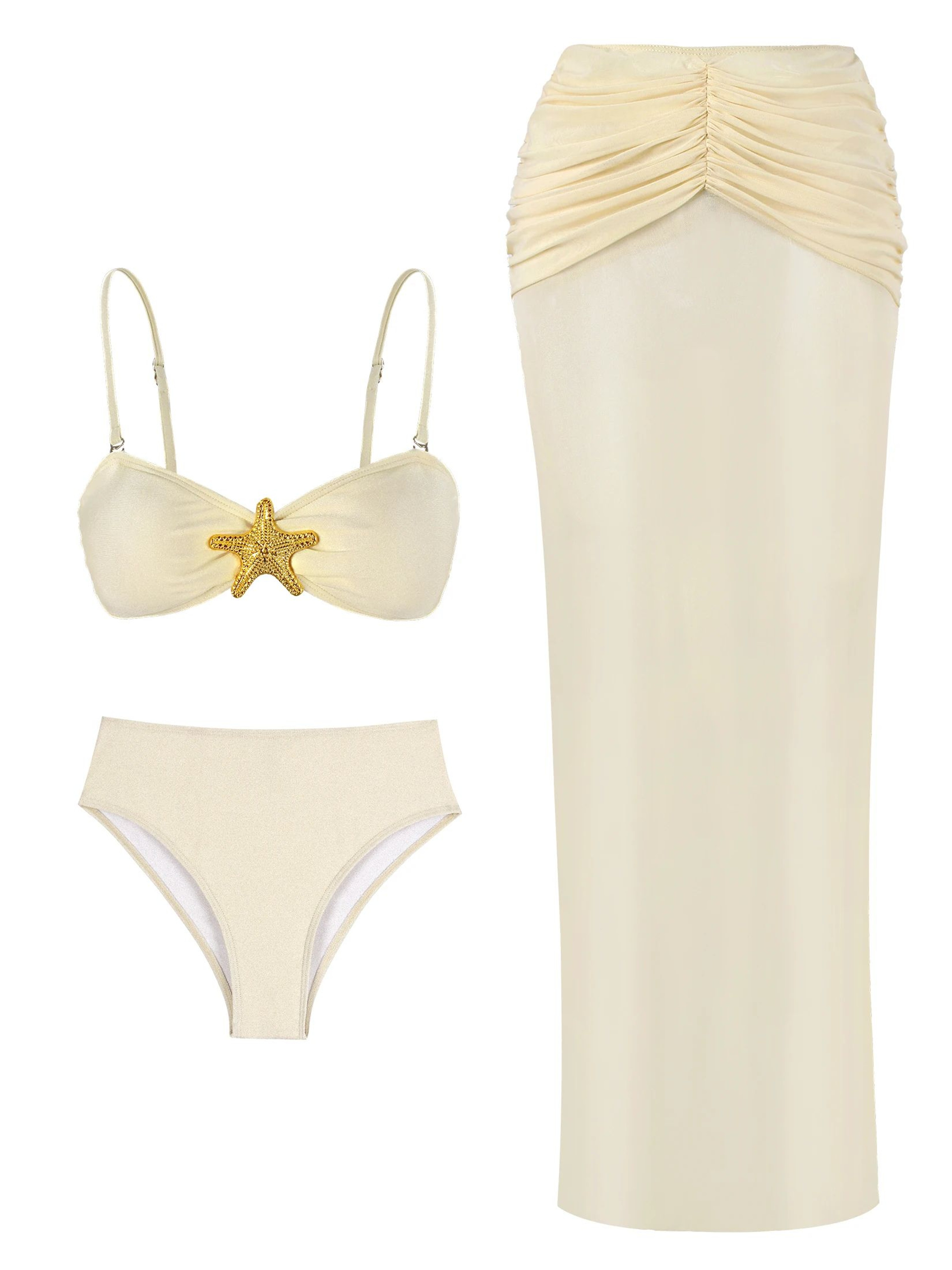Strapless Three Piece Bikini Set With Long Skirt 4