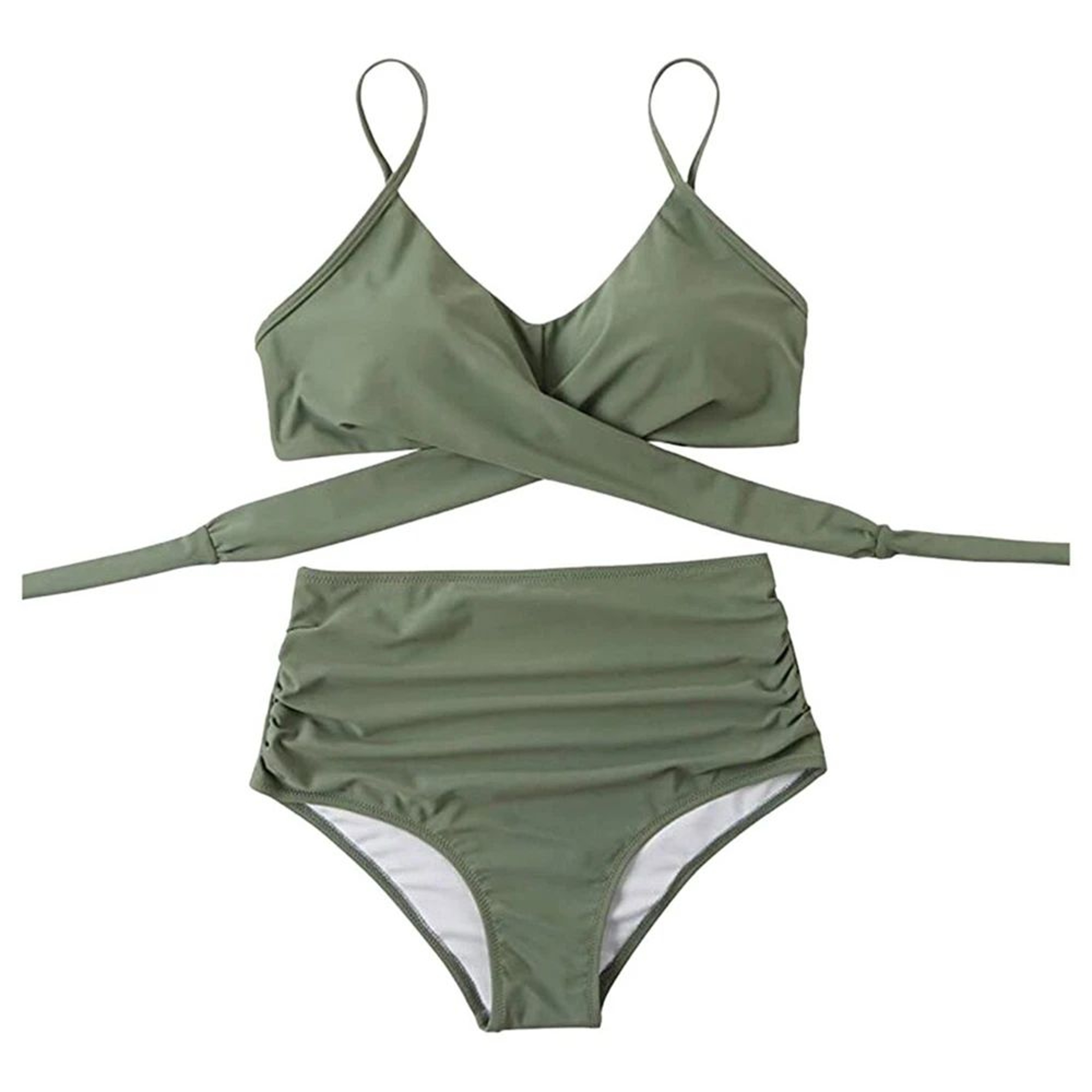 High Waisted Cross Front Bikini Set For Women 10