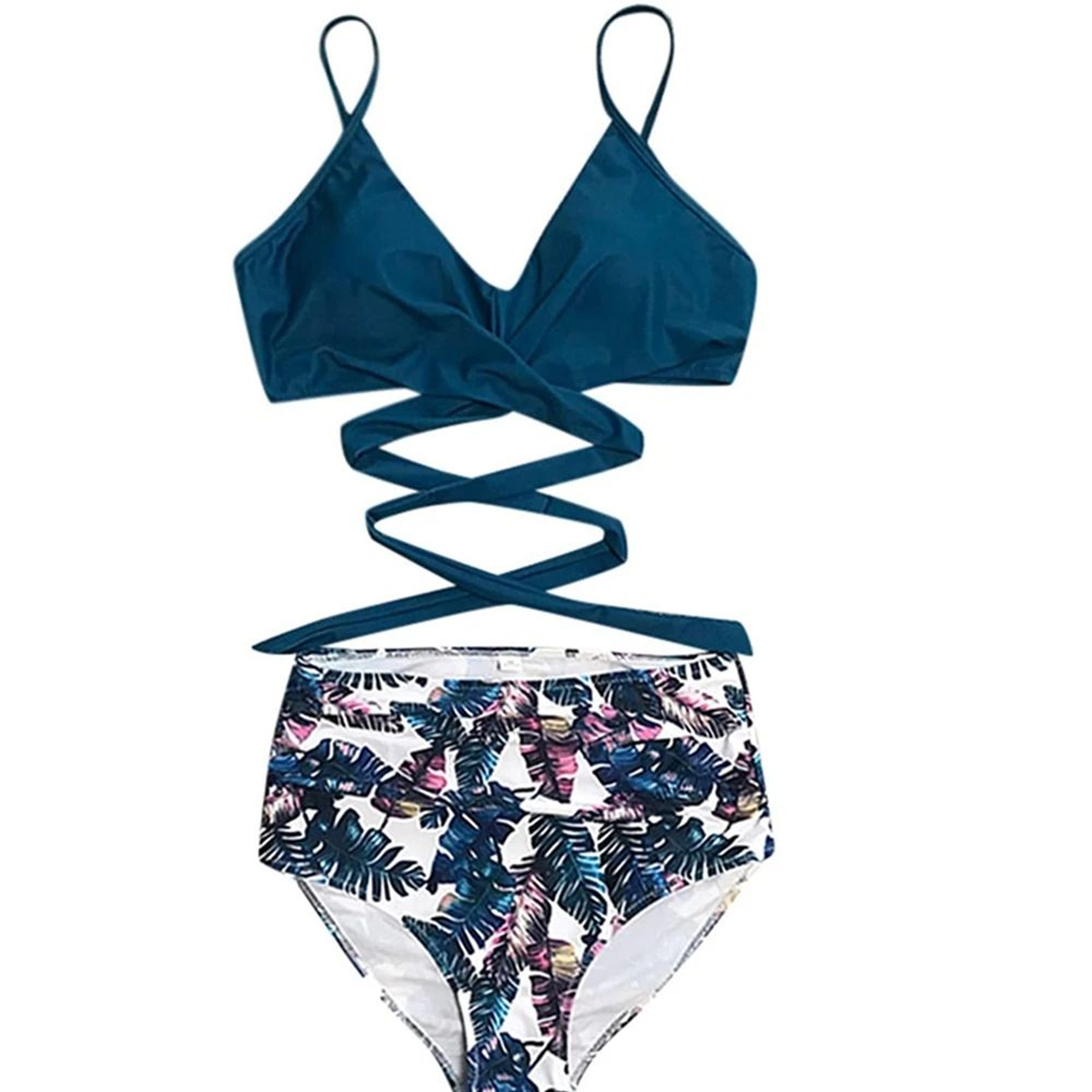 High Waisted Cross Front Bikini Set For Women 12