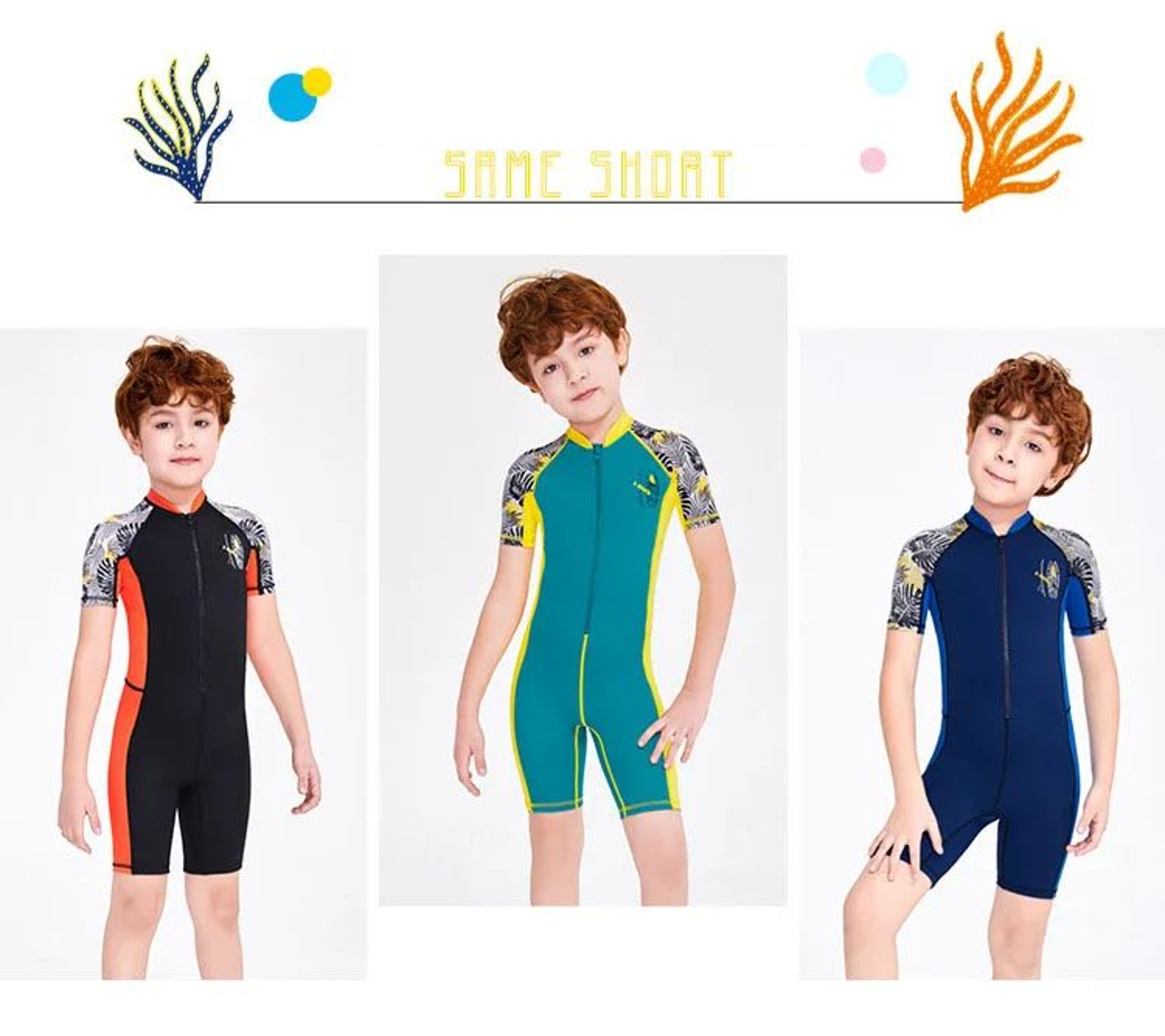 Boys One Piece Short Sleeve Swimwear Set 9