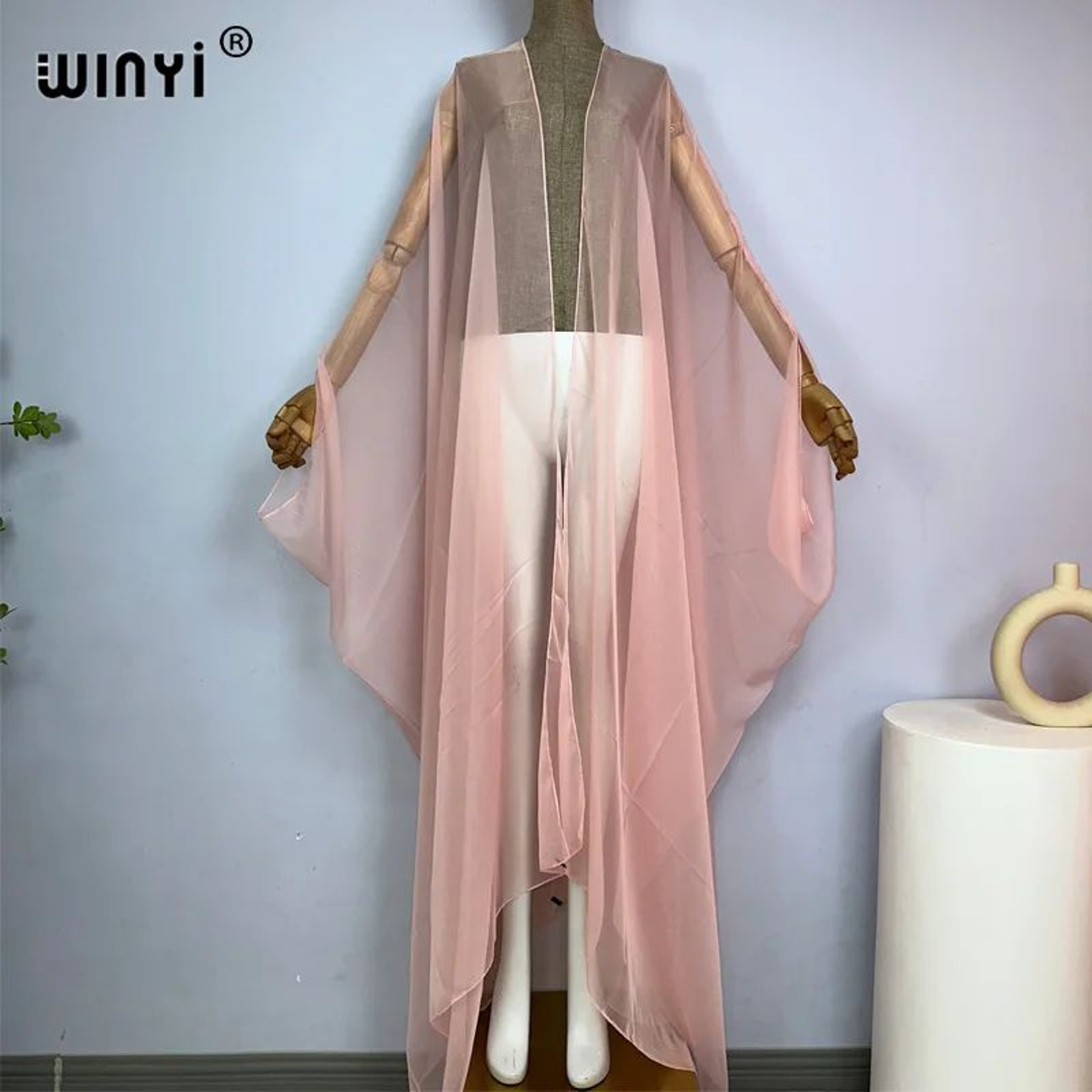 Sheer Monochrome Kimono Beach Cover Up 4