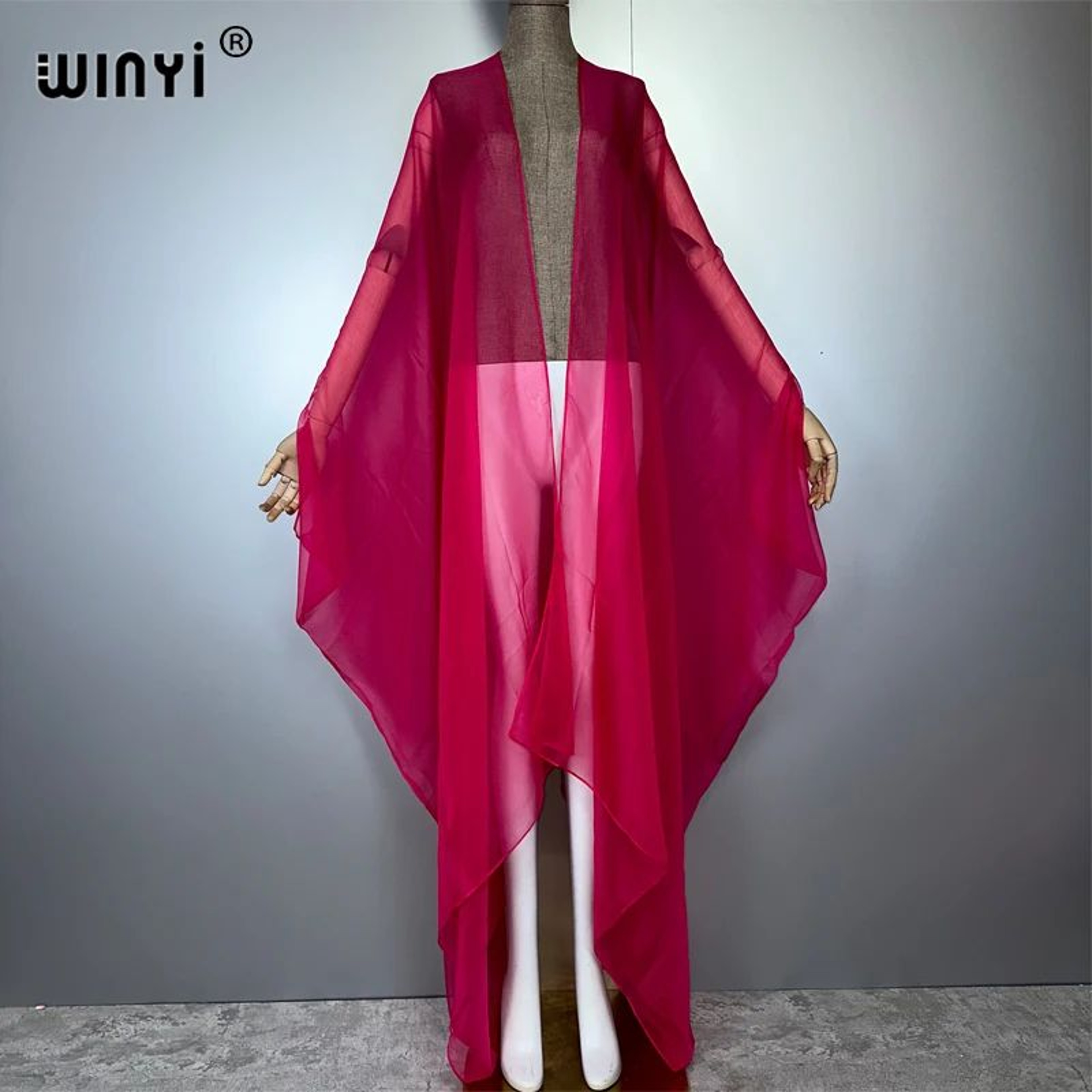 Sheer Monochrome Kimono Beach Cover Up 10
