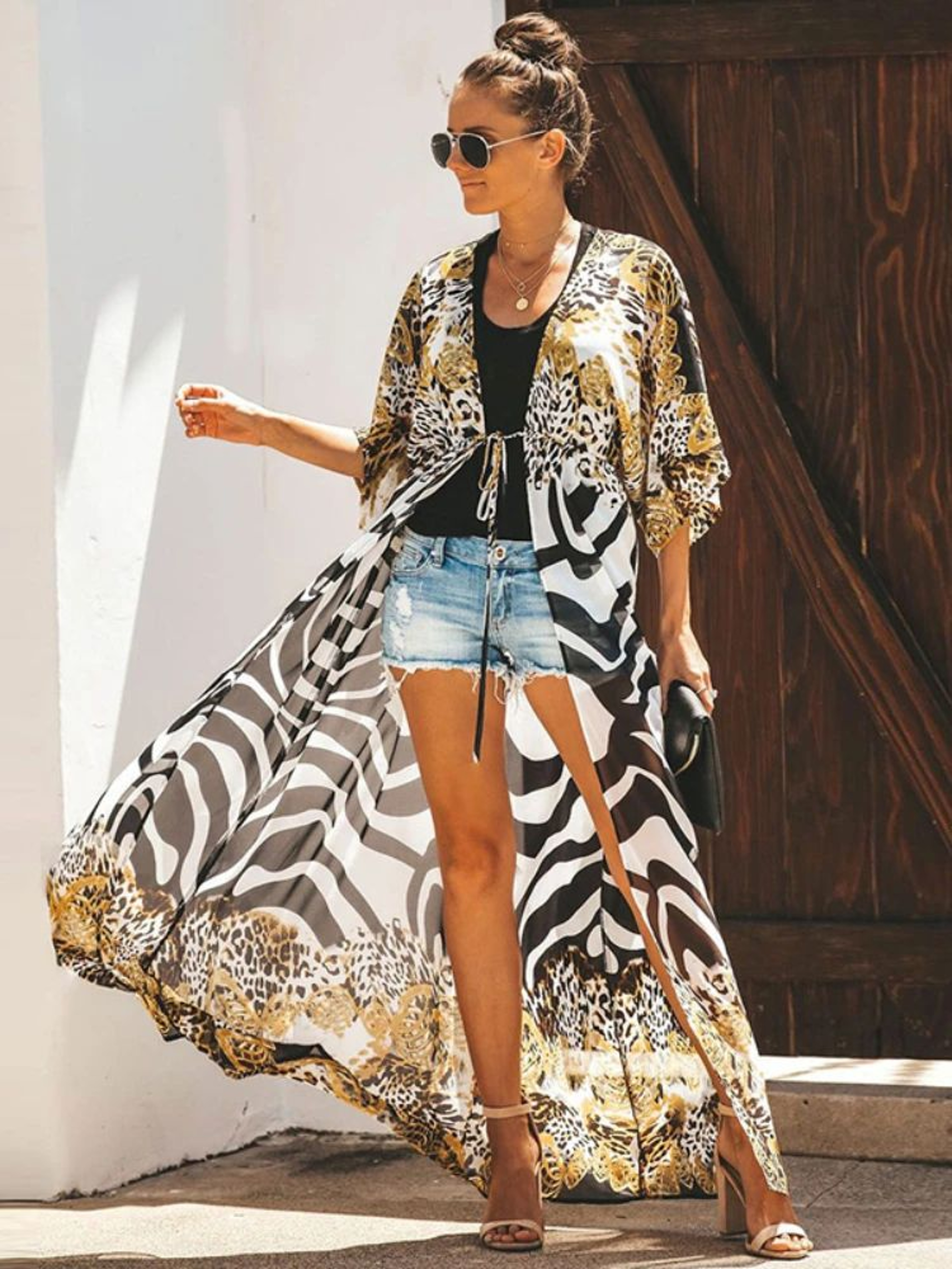 Leopard Print Chiffon Beach Kimono 0