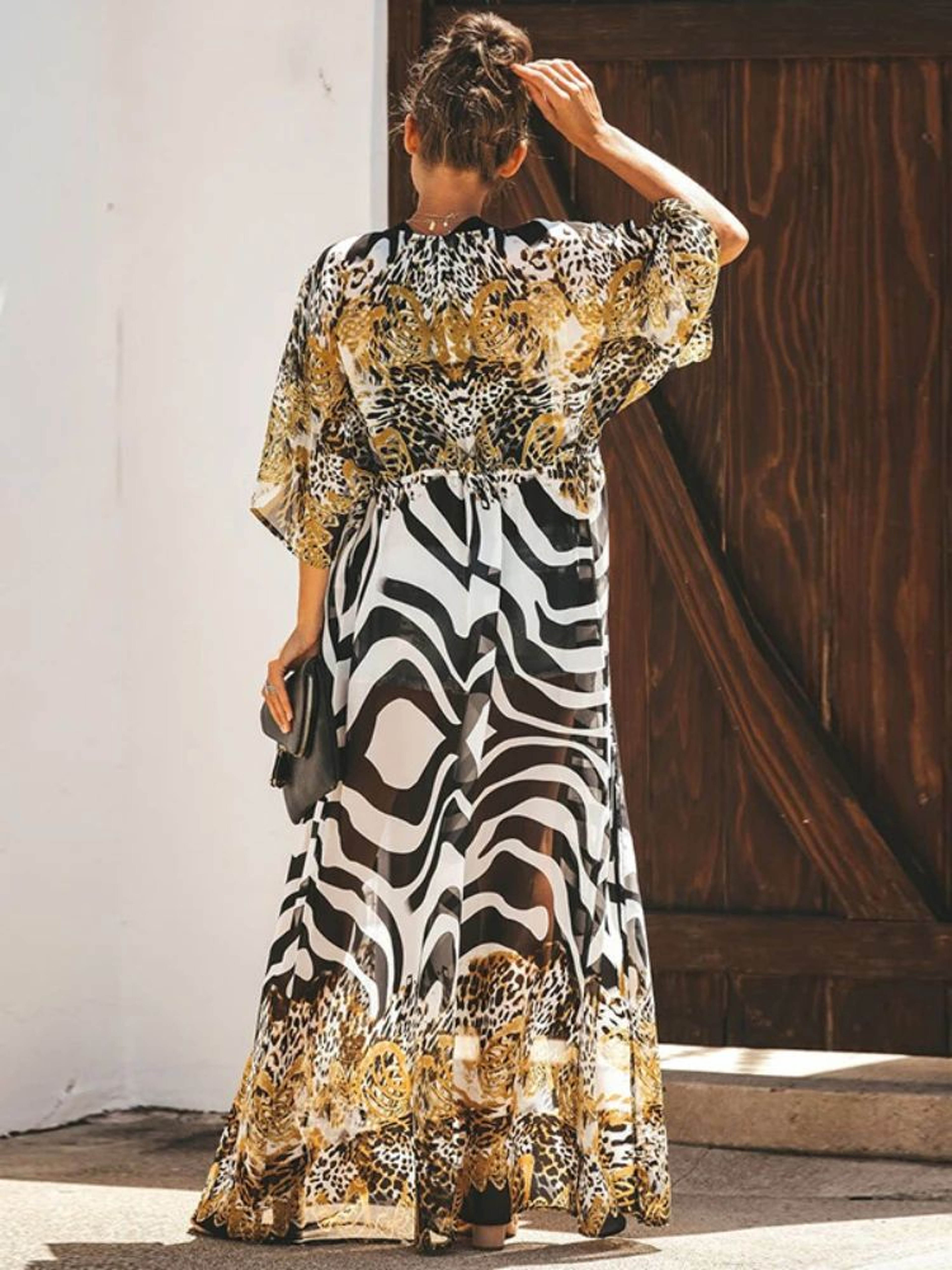 Leopard Print Chiffon Beach Kimono 2