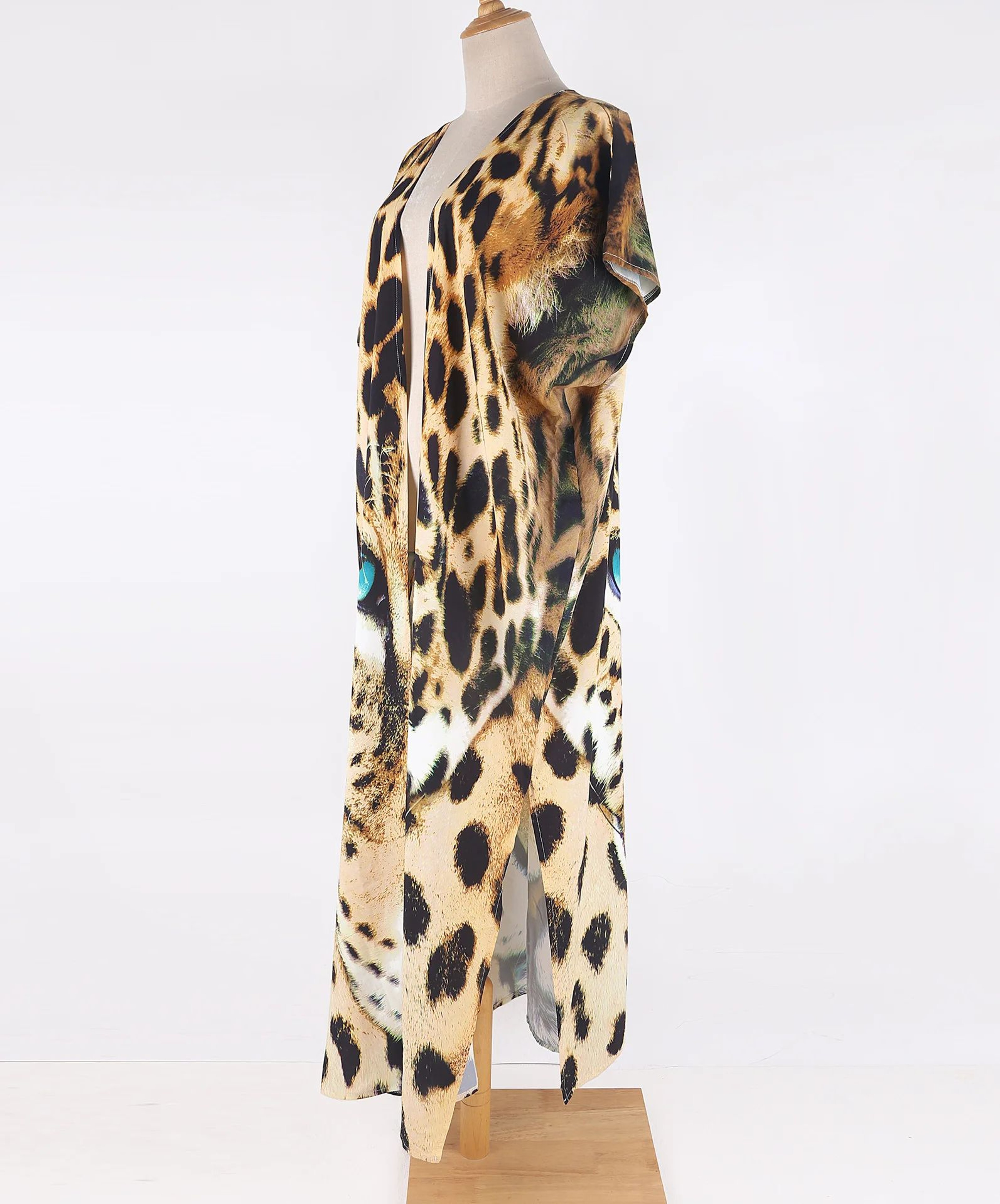 Tiger Print Long Kimono Beach Cover Up 5