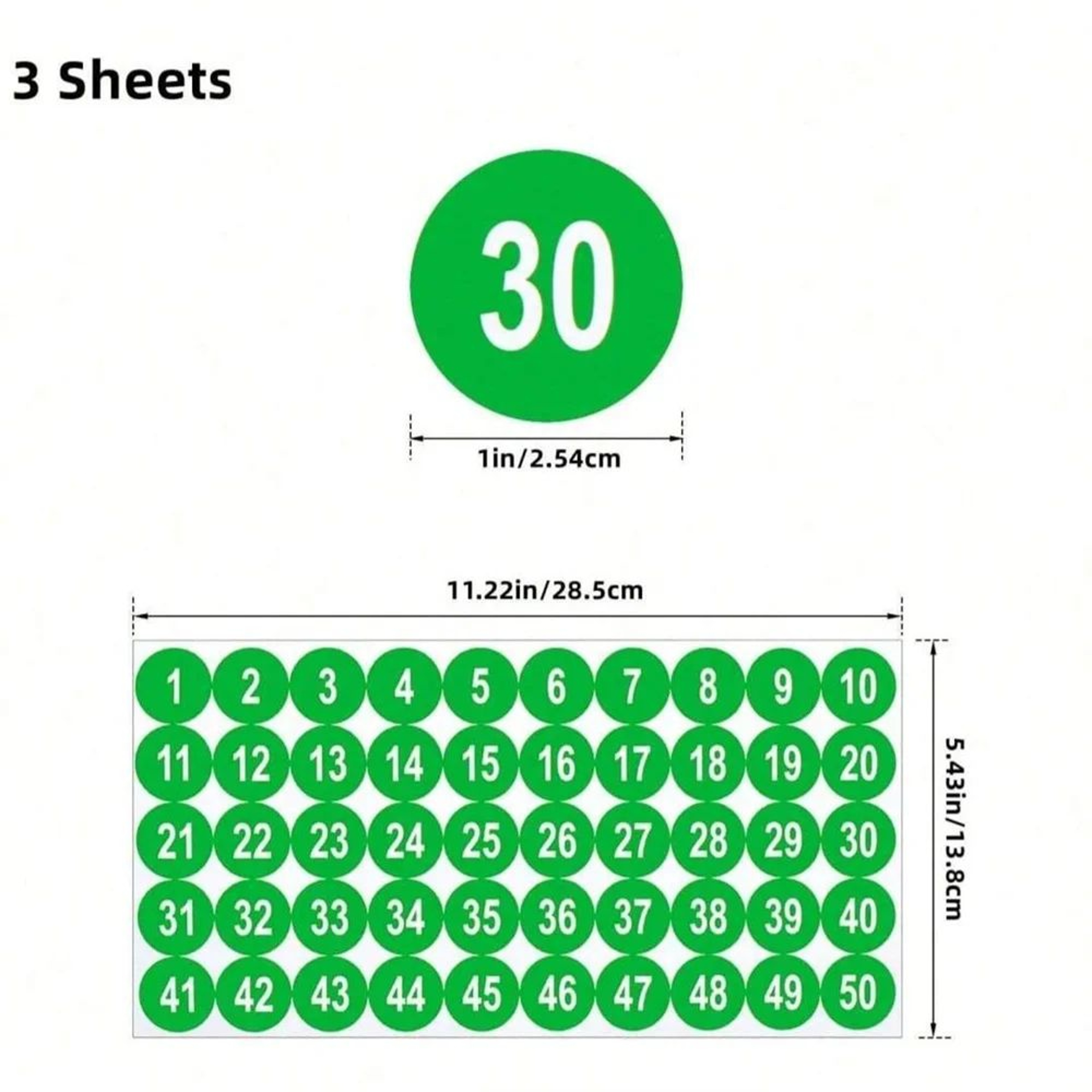 Waterproof Consecutive Number Stickers 1 To 50 10