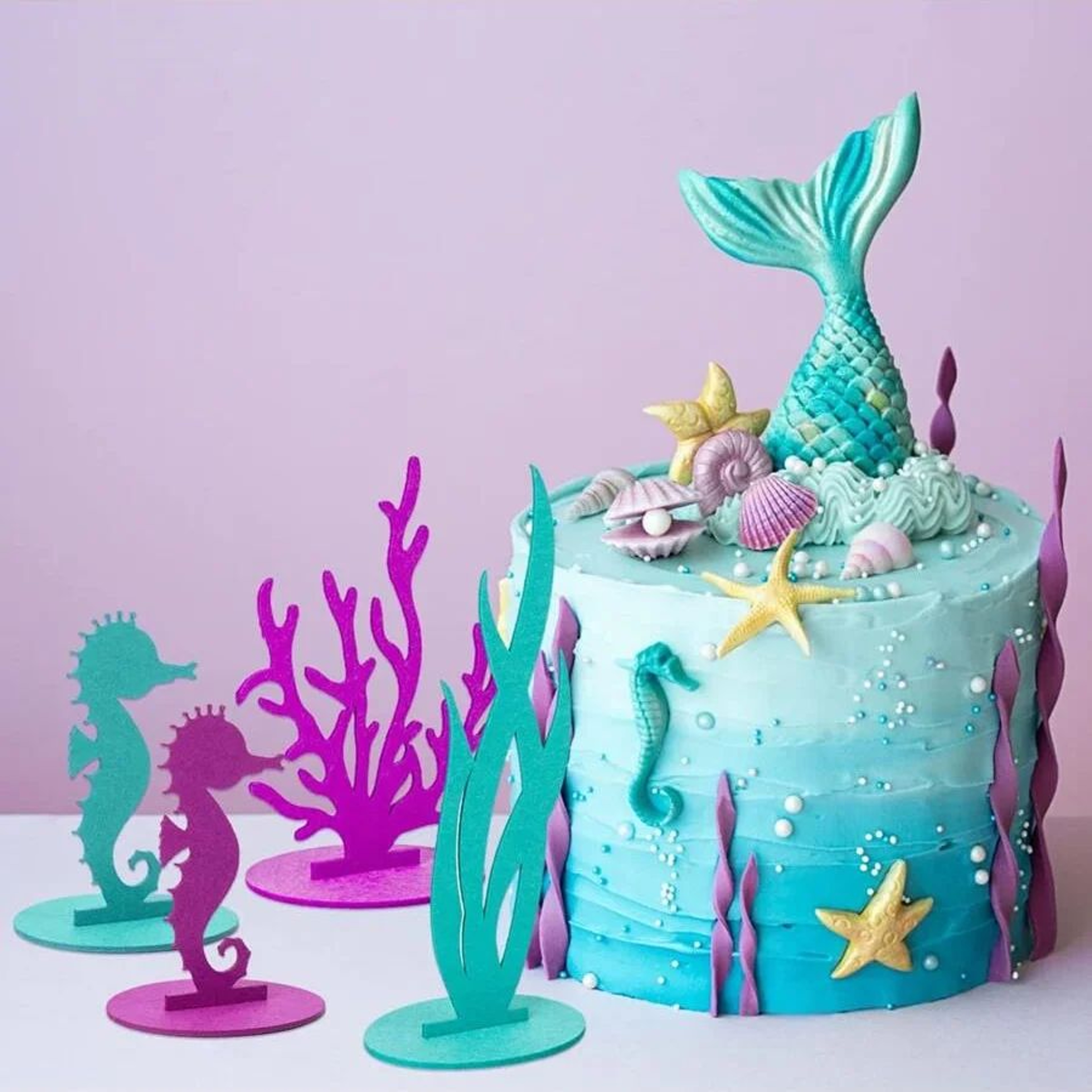 12 Piece Mermaid Birthday Table Centerpieces 4
