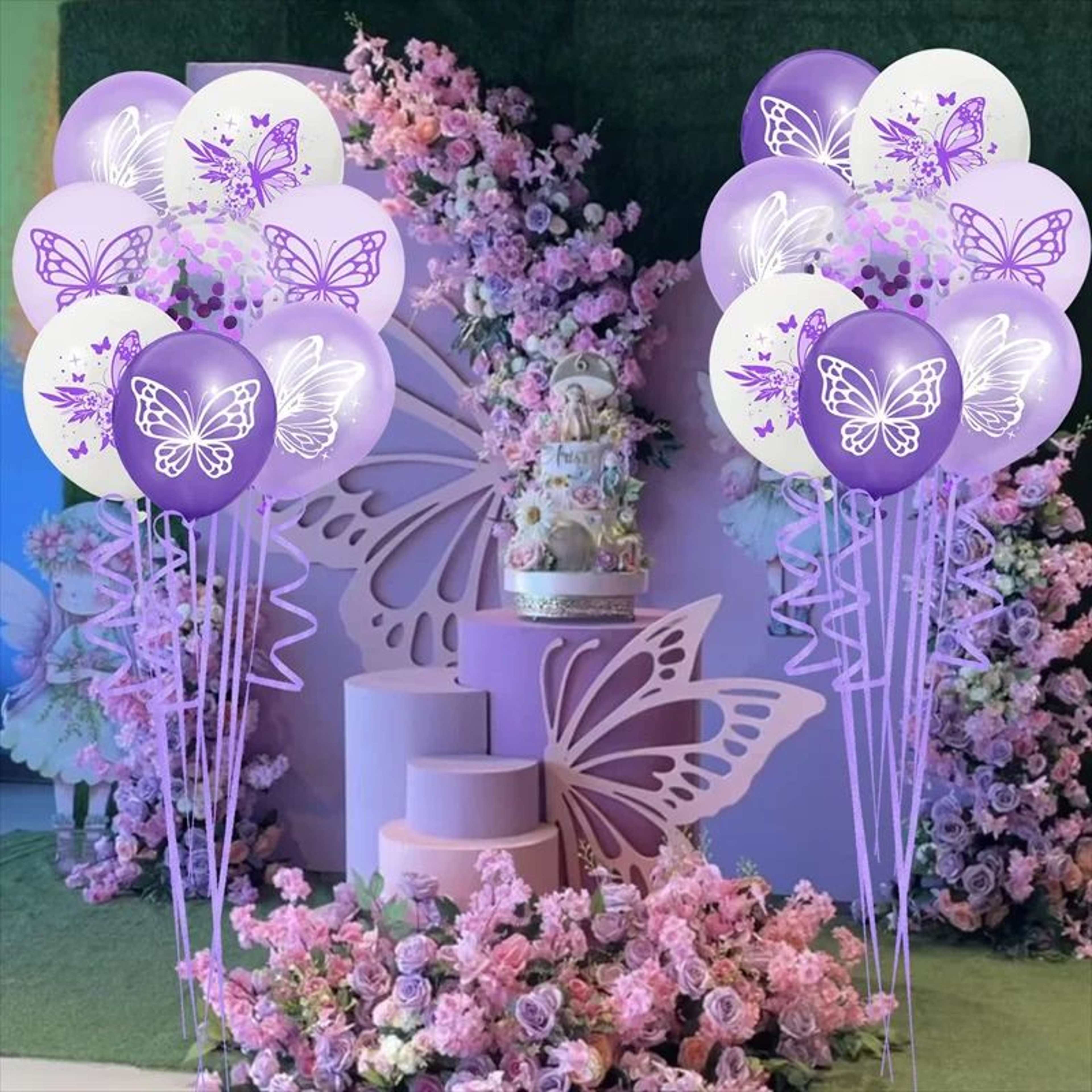 Butterfly Theme 12 Inch Latex Balloon Set 2
