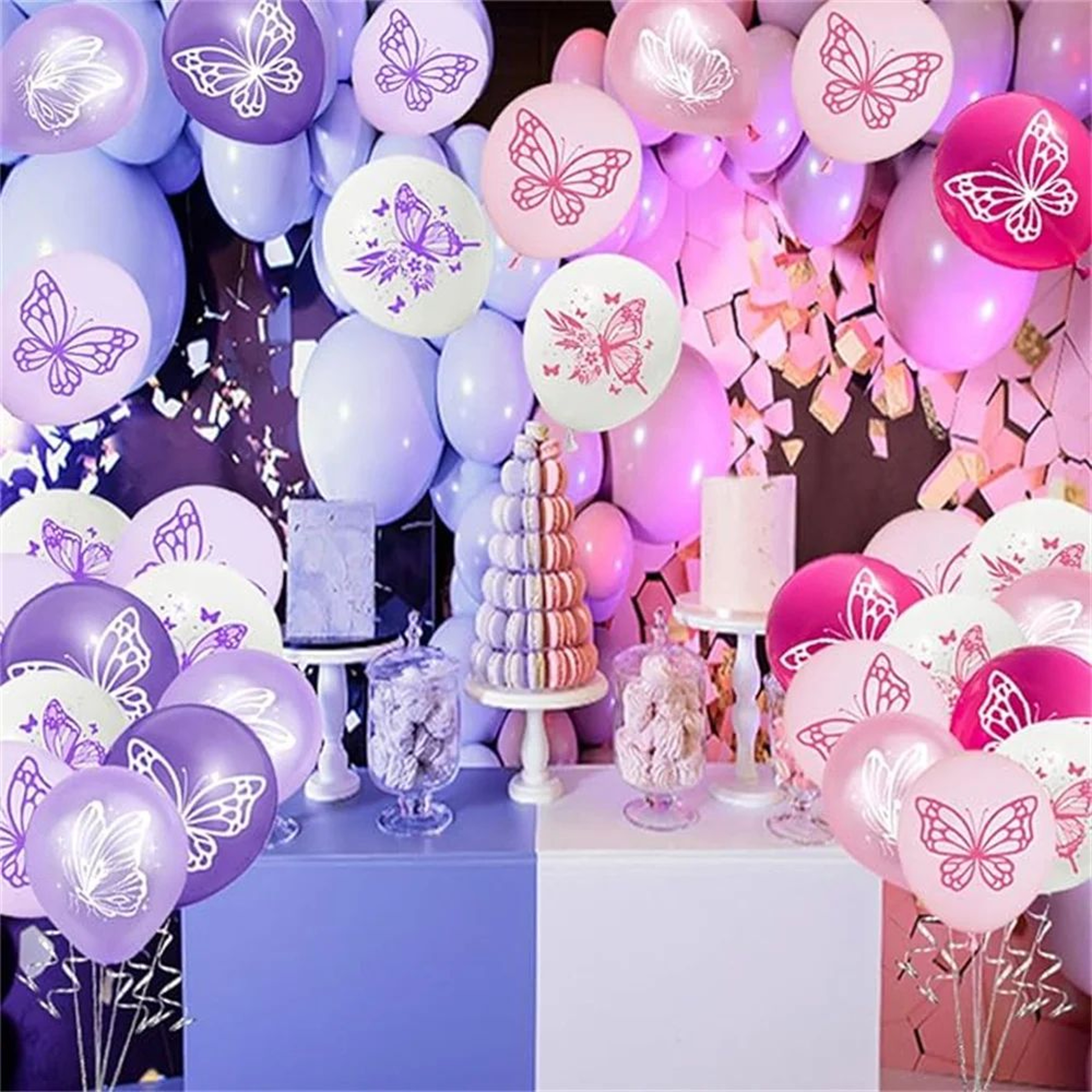 Butterfly Theme 12 Inch Latex Balloon Set 3