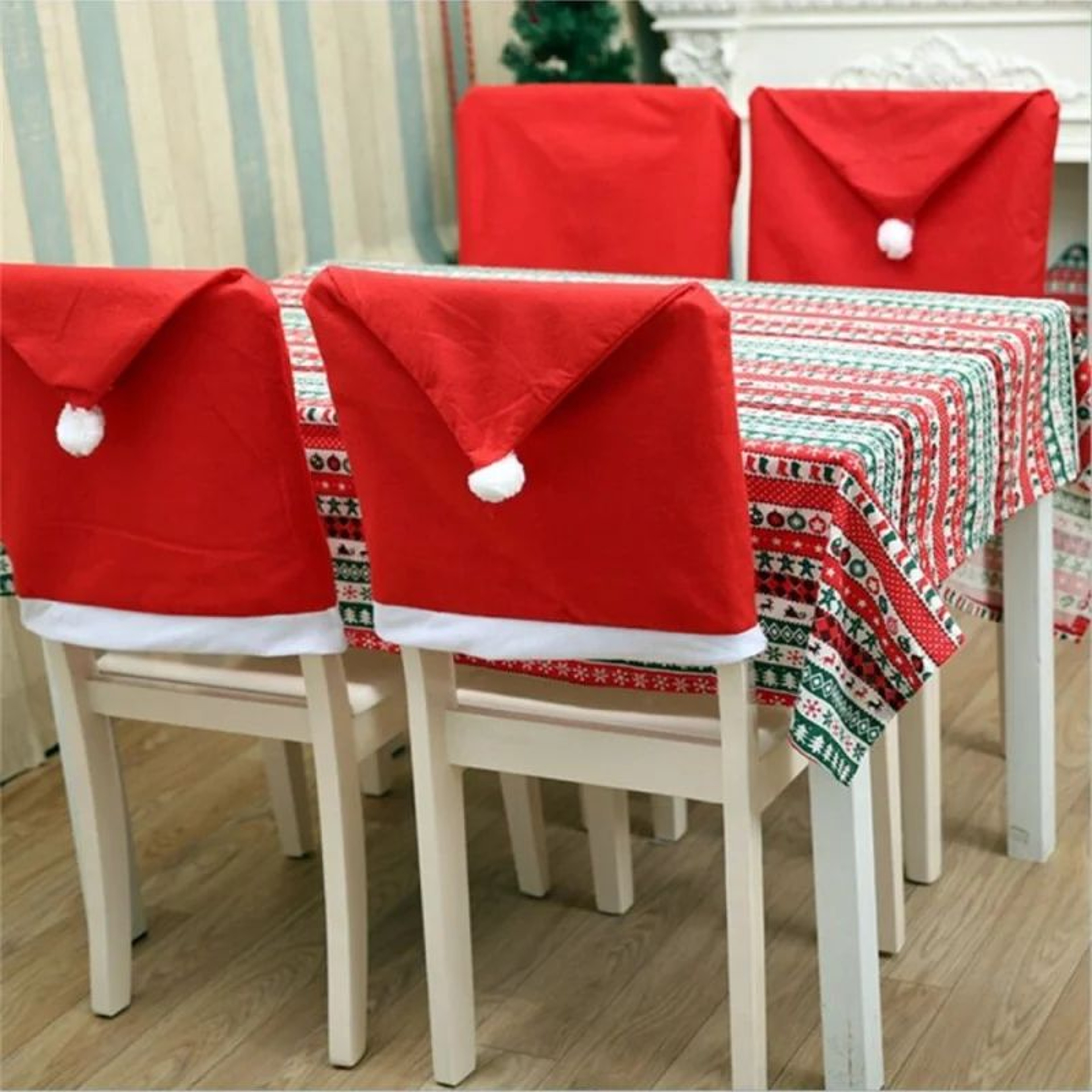 4pcs Christmas Chair Covers Festive Holiday Dining Chair Decor Set 1