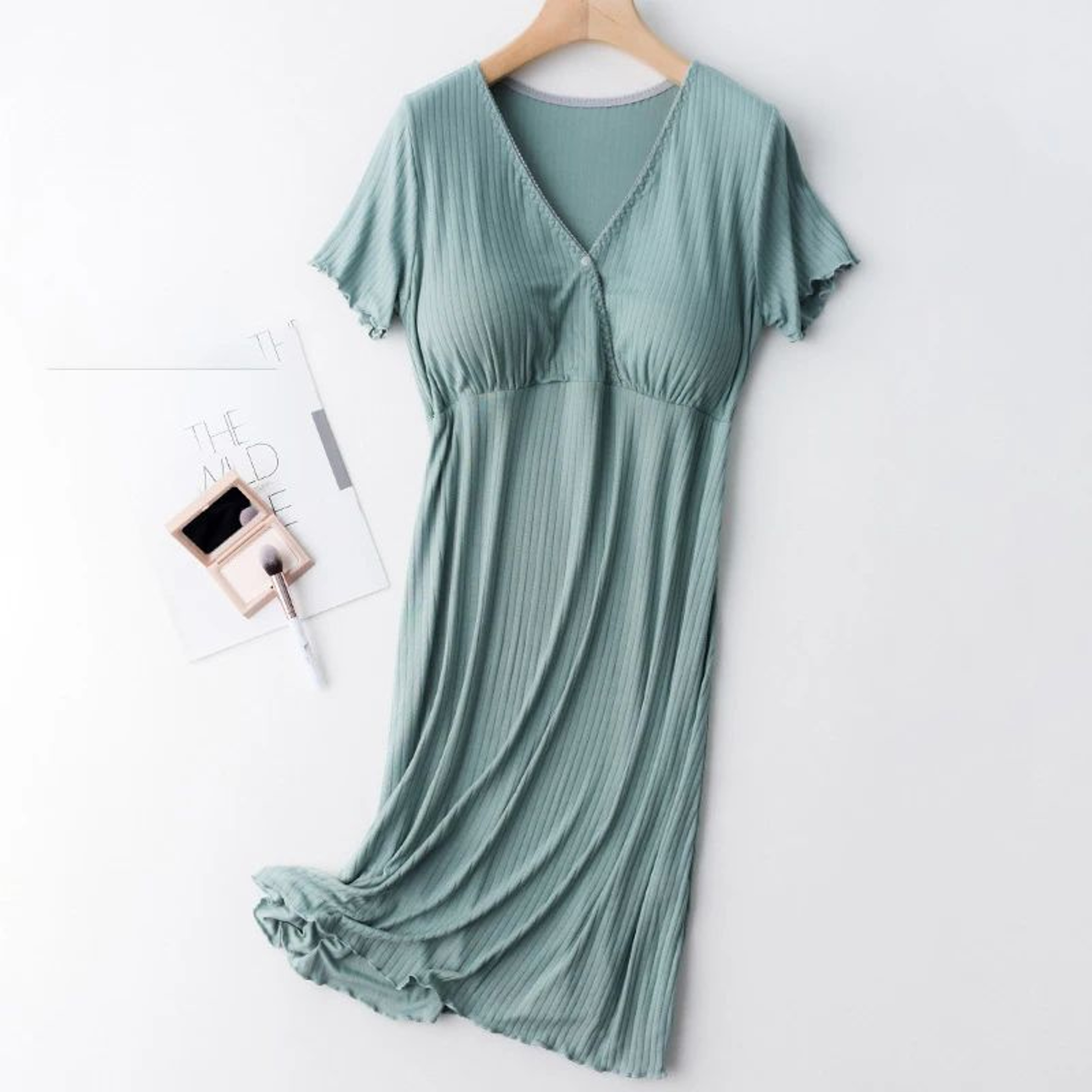 Soft Modal Maternity Nursing And Breastfeeding Nightgown 14