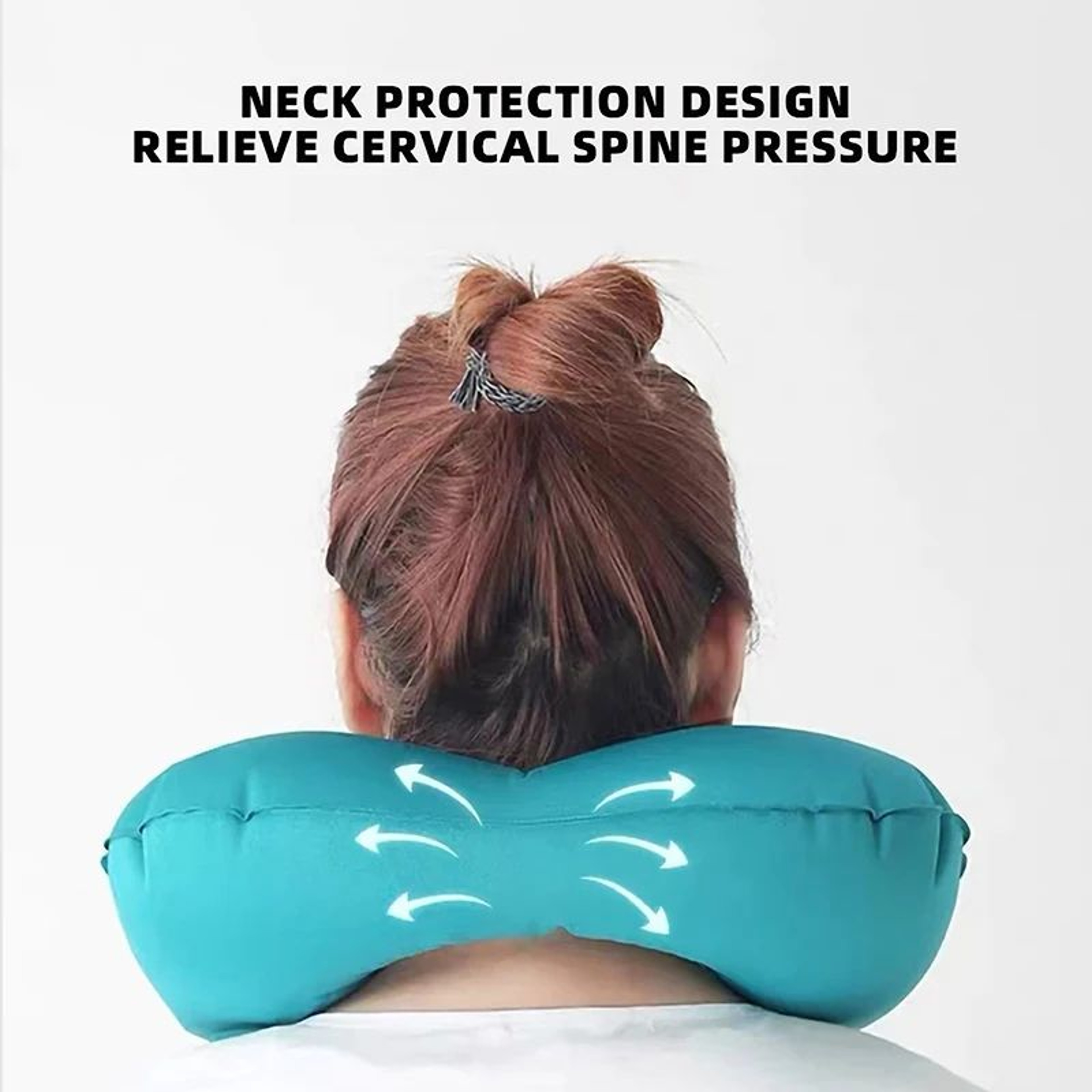 Inflatable UShaped Travel Neck Pillow Portable Comfort Cushion 3