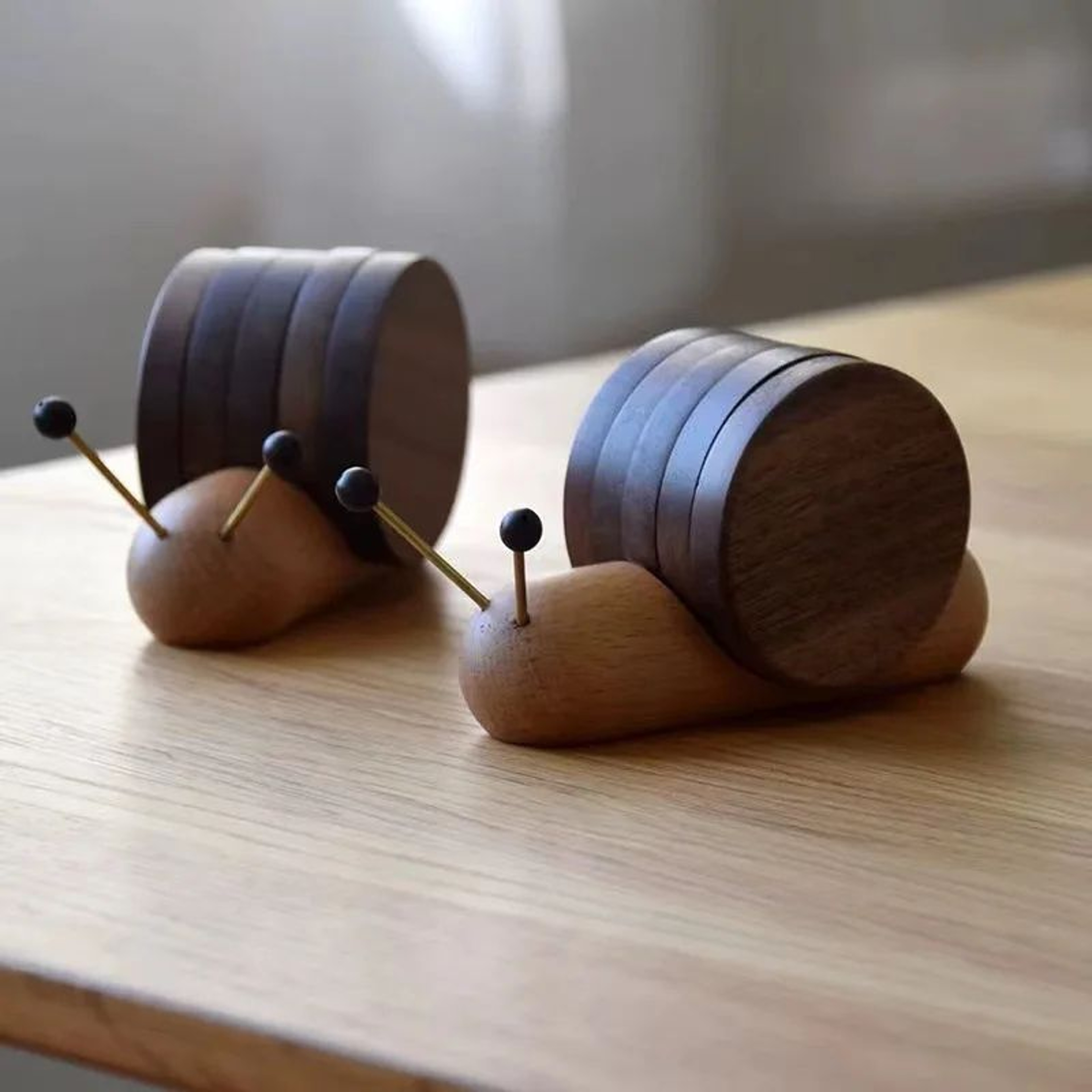 Black Walnut Cartoon Snail Decompression Insulated Tea Coaster 2
