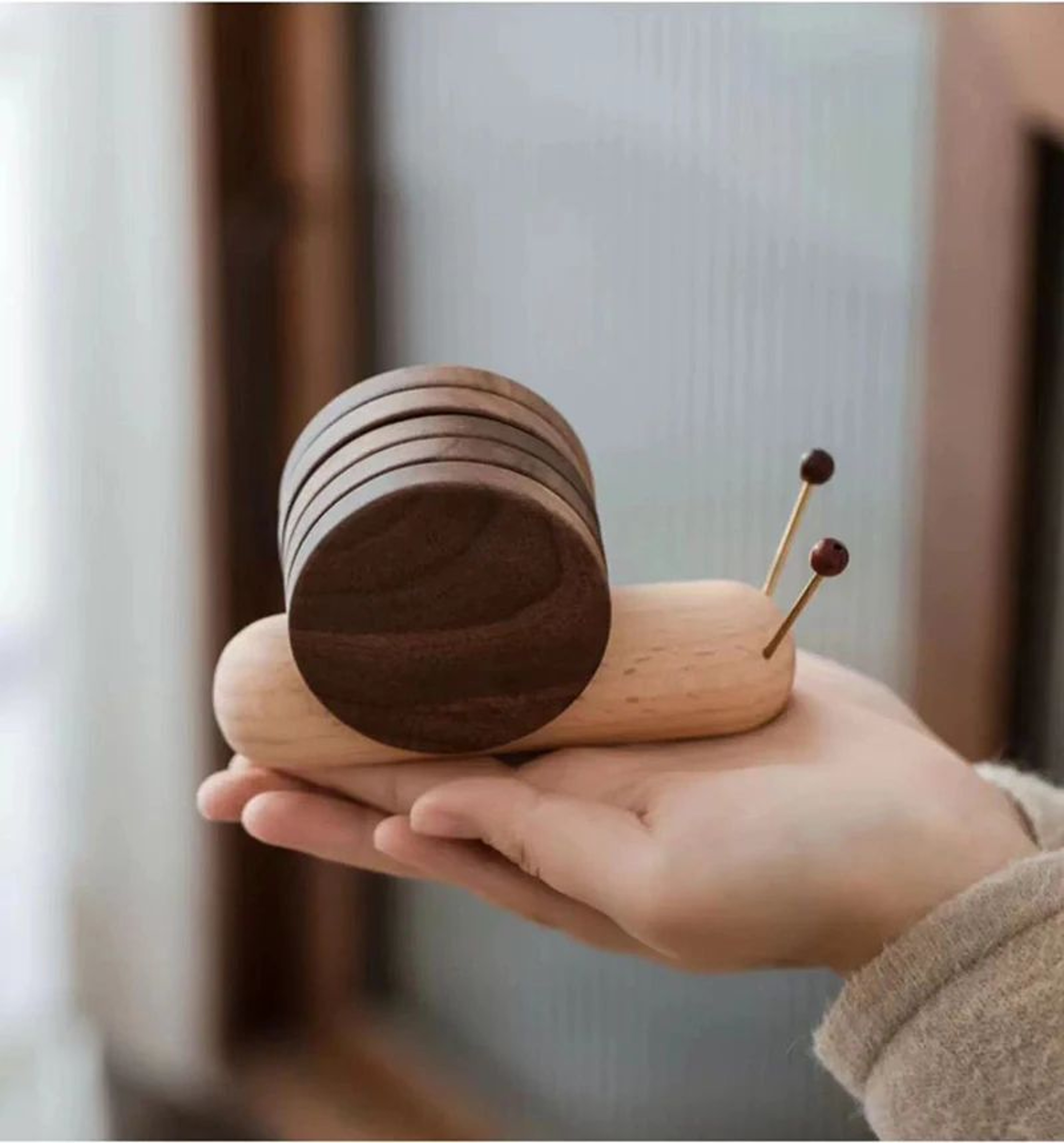 Black Walnut Cartoon Snail Decompression Insulated Tea Coaster 8