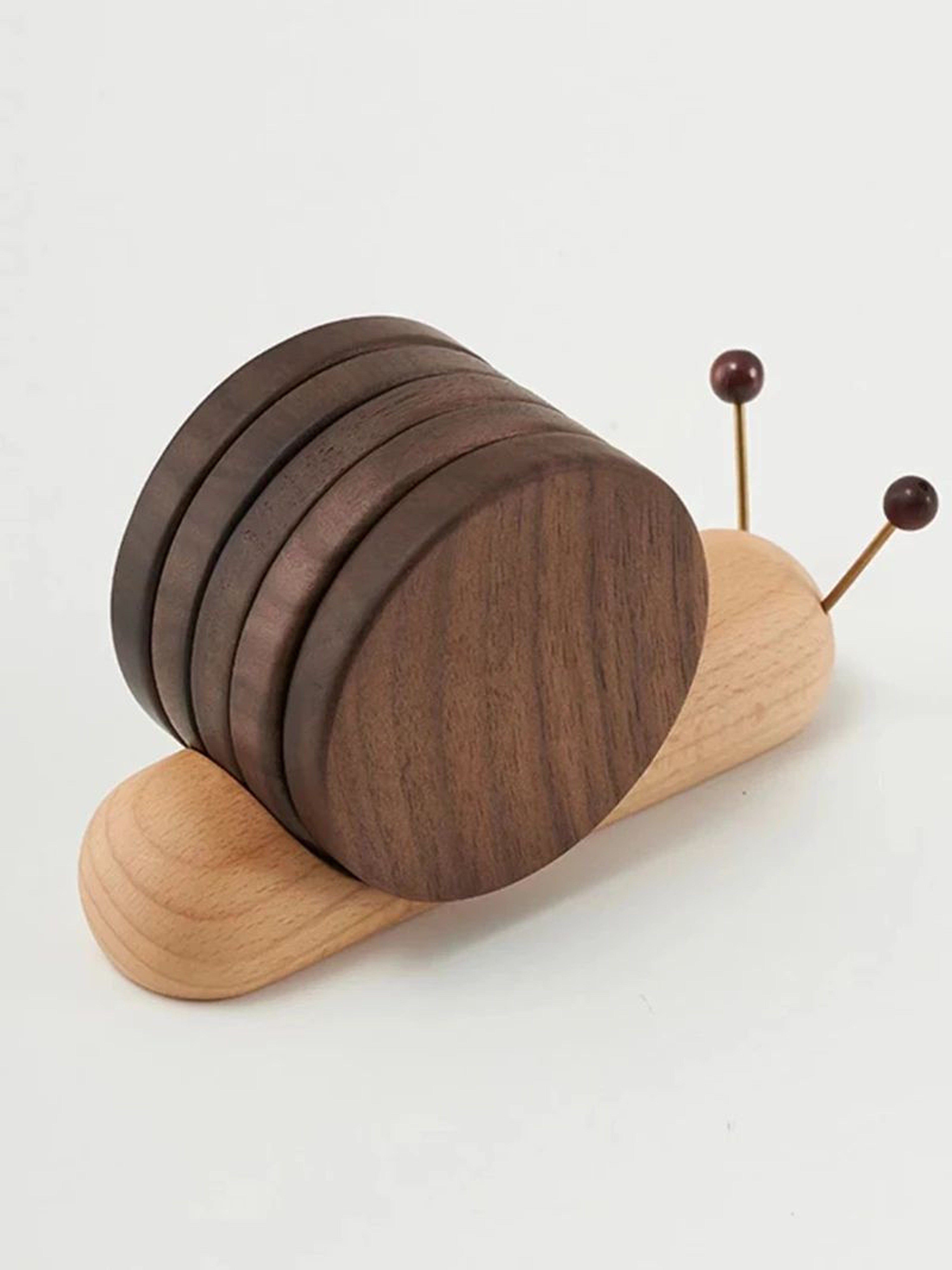 Black Walnut Cartoon Snail Decompression Insulated Tea Coaster 9