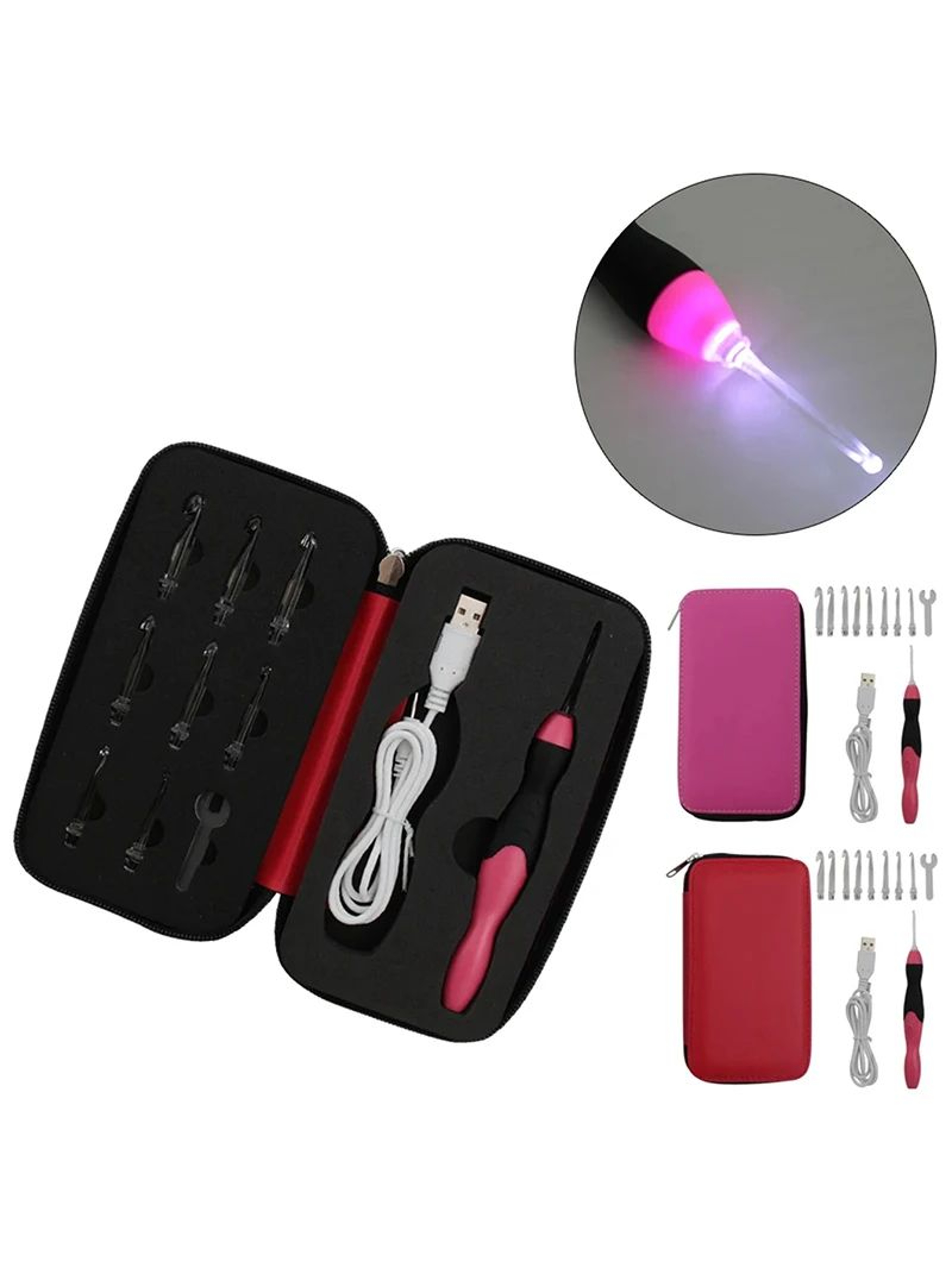 9 In 1 USB Rechargeable LED Crochet Hook Set 8